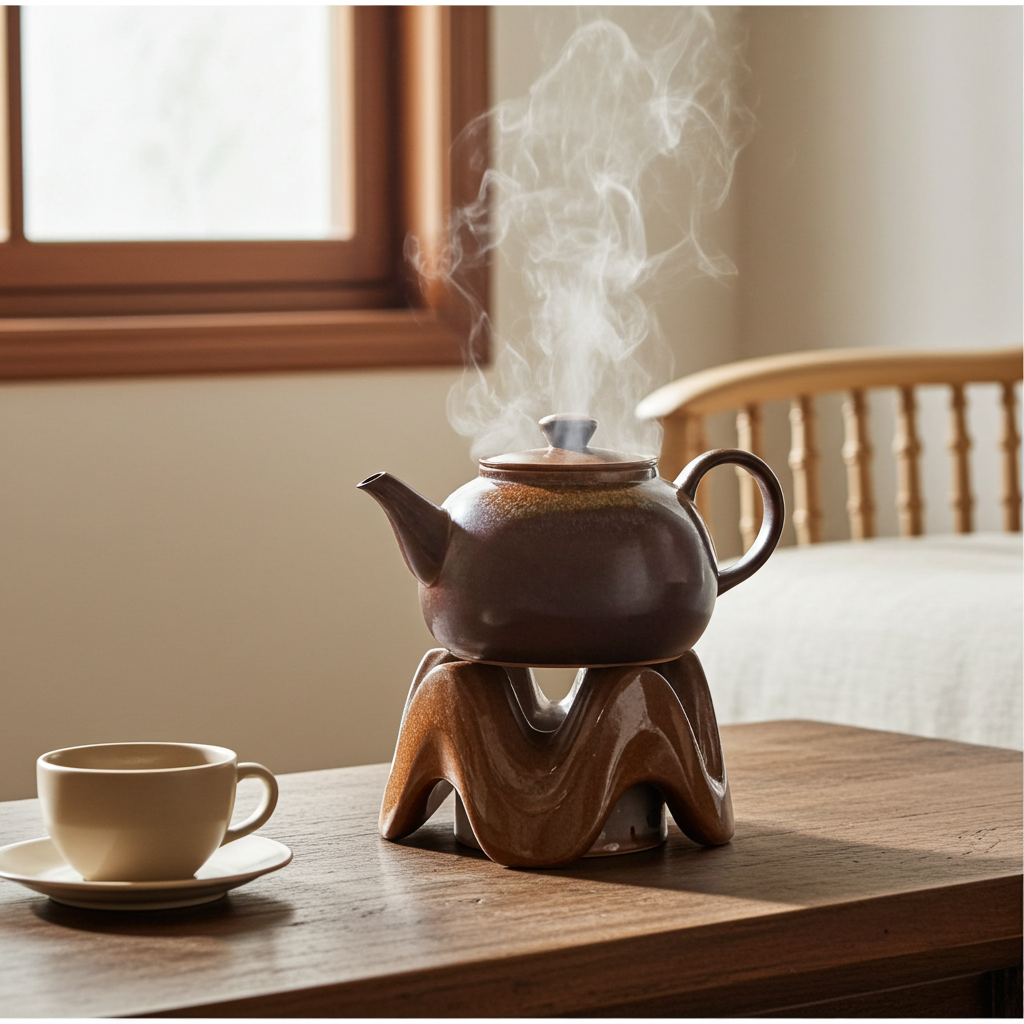 Frankoma Pottery WA3 Warming Base – Organic Mid‑Century Heat Stand