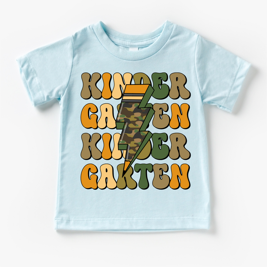 Kindergarten Camo Lighting Bolt Shirt - Back To School Tee