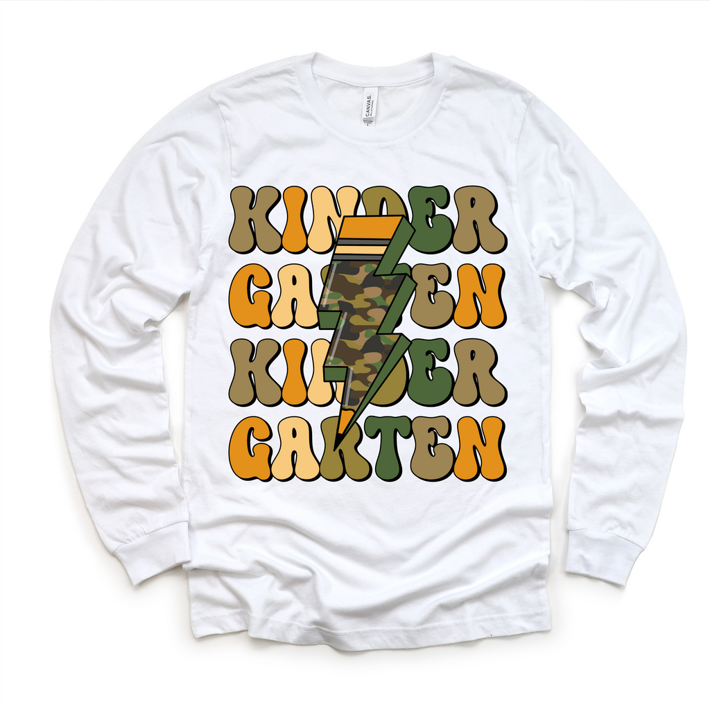 Kindergarten Camo Lighting Bolt Shirt - Back To School Tee
