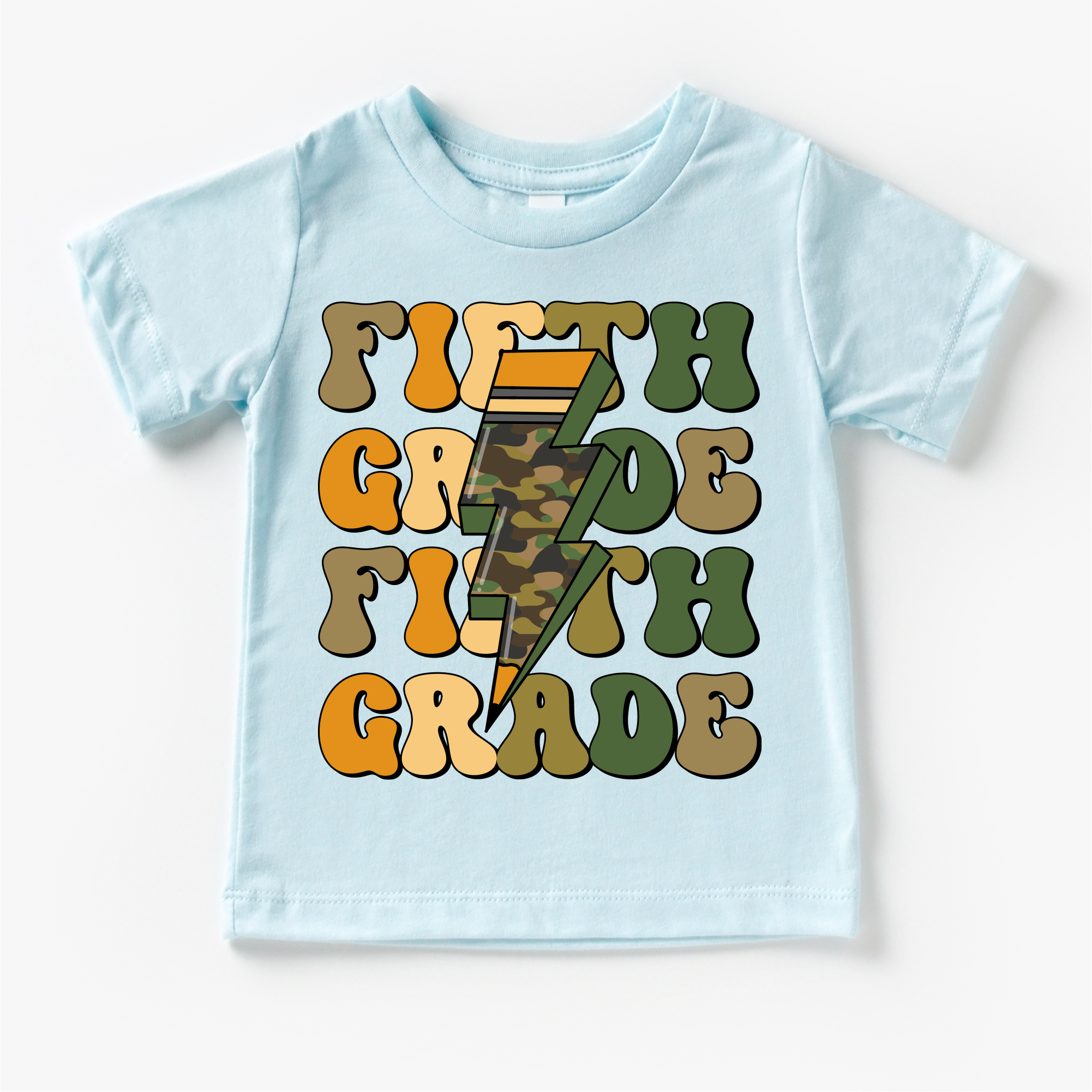 Fifth Grade Camo Lighting Bolt Shirt - Back To School Tee