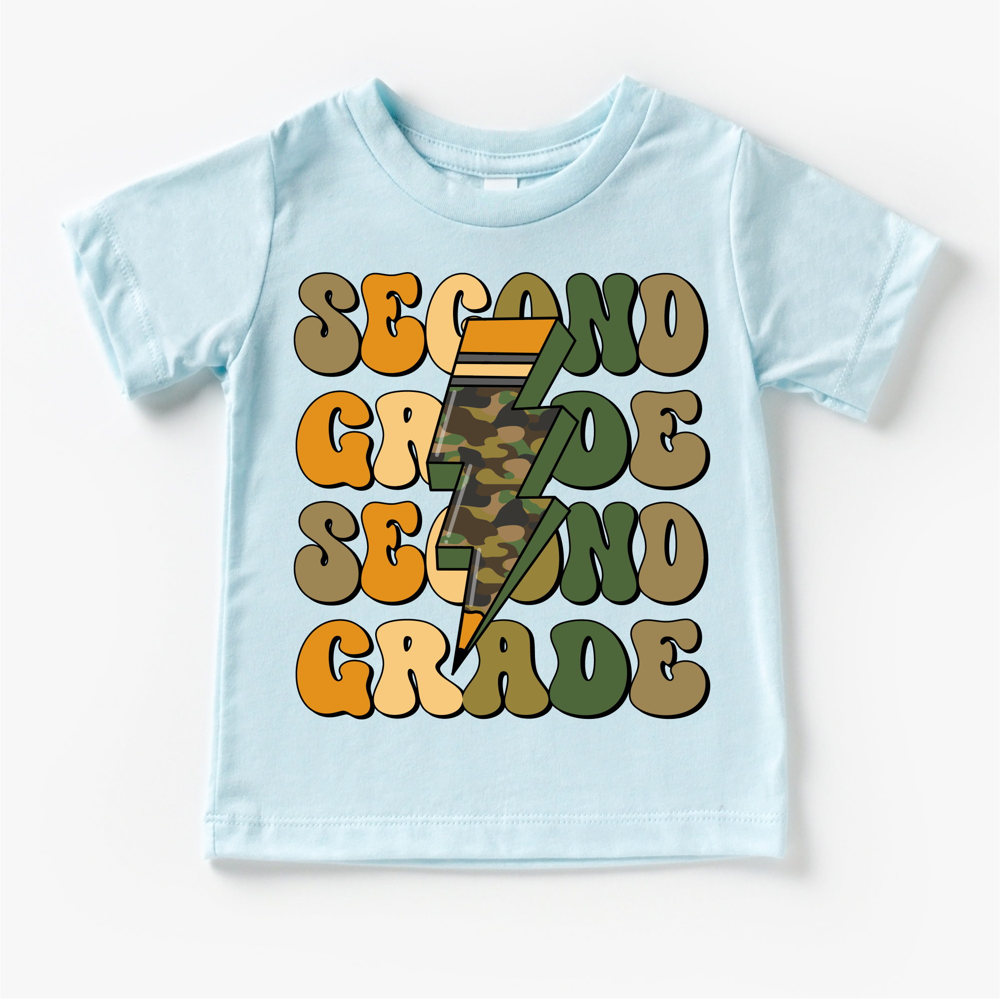 Second Grade Camo Lighting Bolt Shirt - Back To School Tee