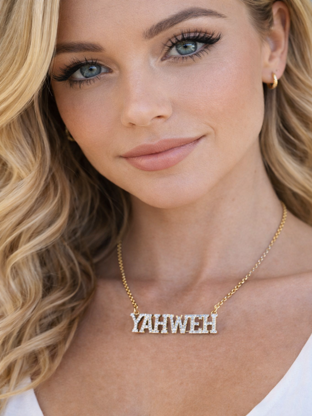 YAHWEH 18K CUBIC ZIRCONIA NECKLACE