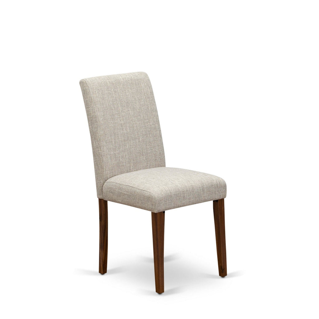 EAST WEST FURNITURE - CNAB5-NN-35 - 5-Pc Dining Table Set- 4 Dining Chairs and Rectangular Dining Table - Doeskin Linen Fabric Seat and High Chair Back (Antique Walnut Finish)