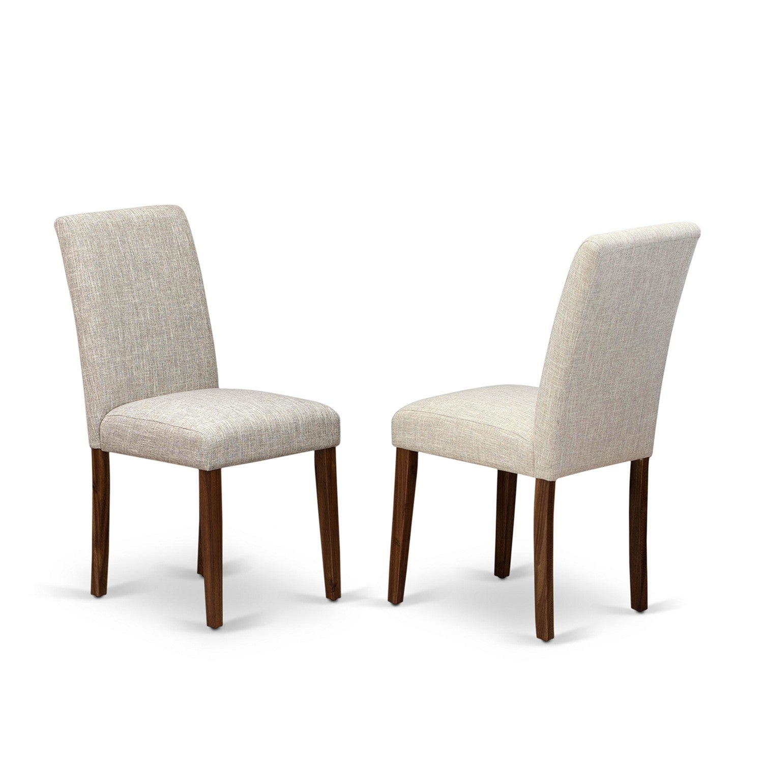 EAST WEST FURNITURE - CNAB5-NN-35 - 5-Pc Dining Table Set- 4 Dining Chairs and Rectangular Dining Table - Doeskin Linen Fabric Seat and High Chair Back (Antique Walnut Finish)