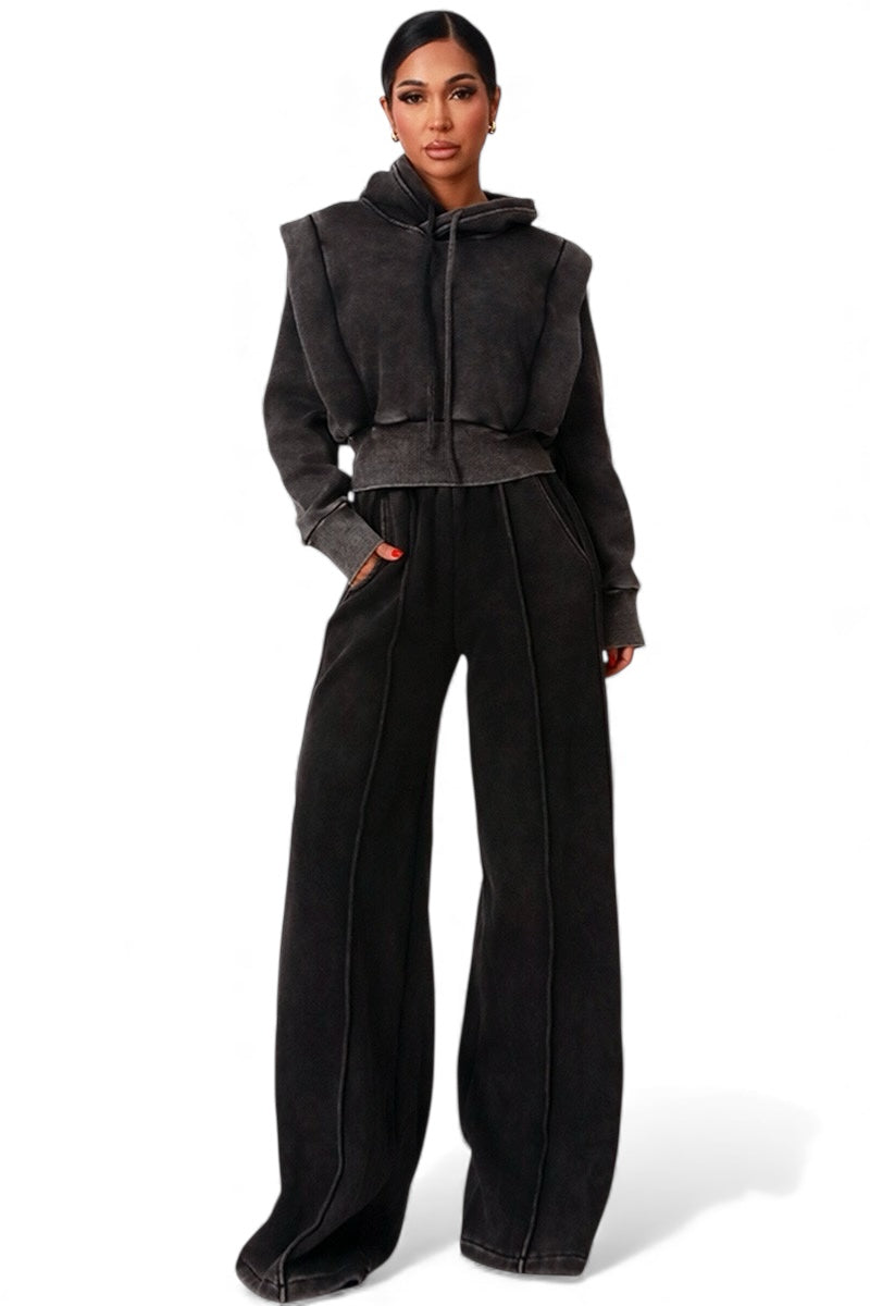 Crop Hoodie And Wide Leg SweatSuit