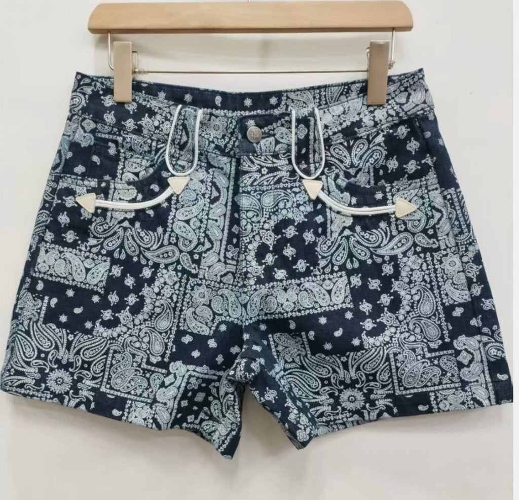 The Bandana Print Denim Shorts