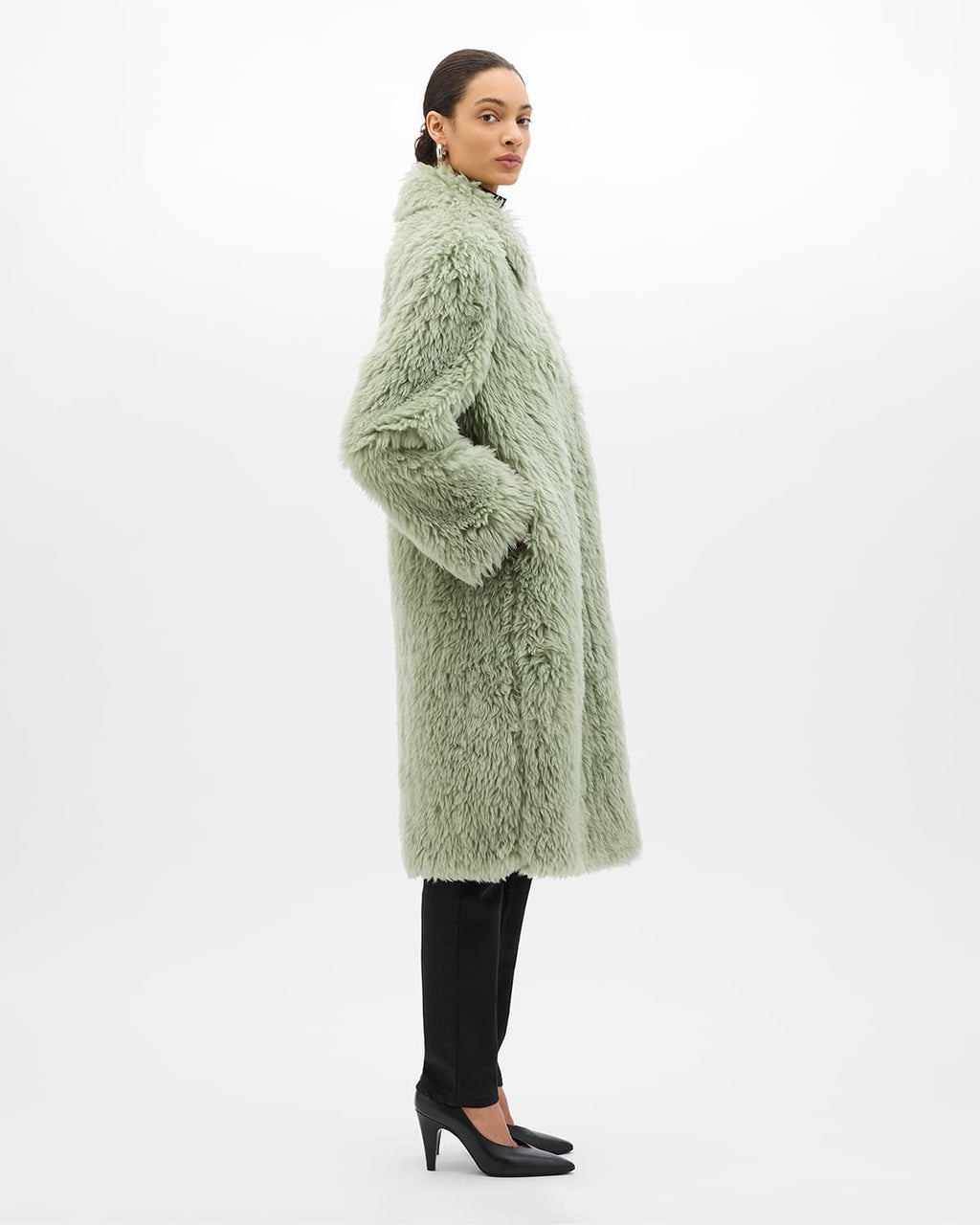 Fur Balmacaan | Celadon