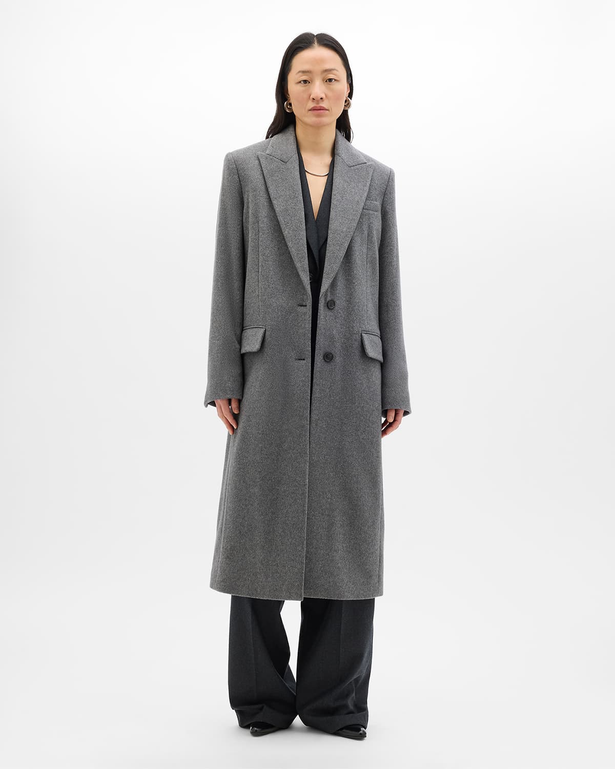 Cashmere Tailored Overcoat | Grey Melange