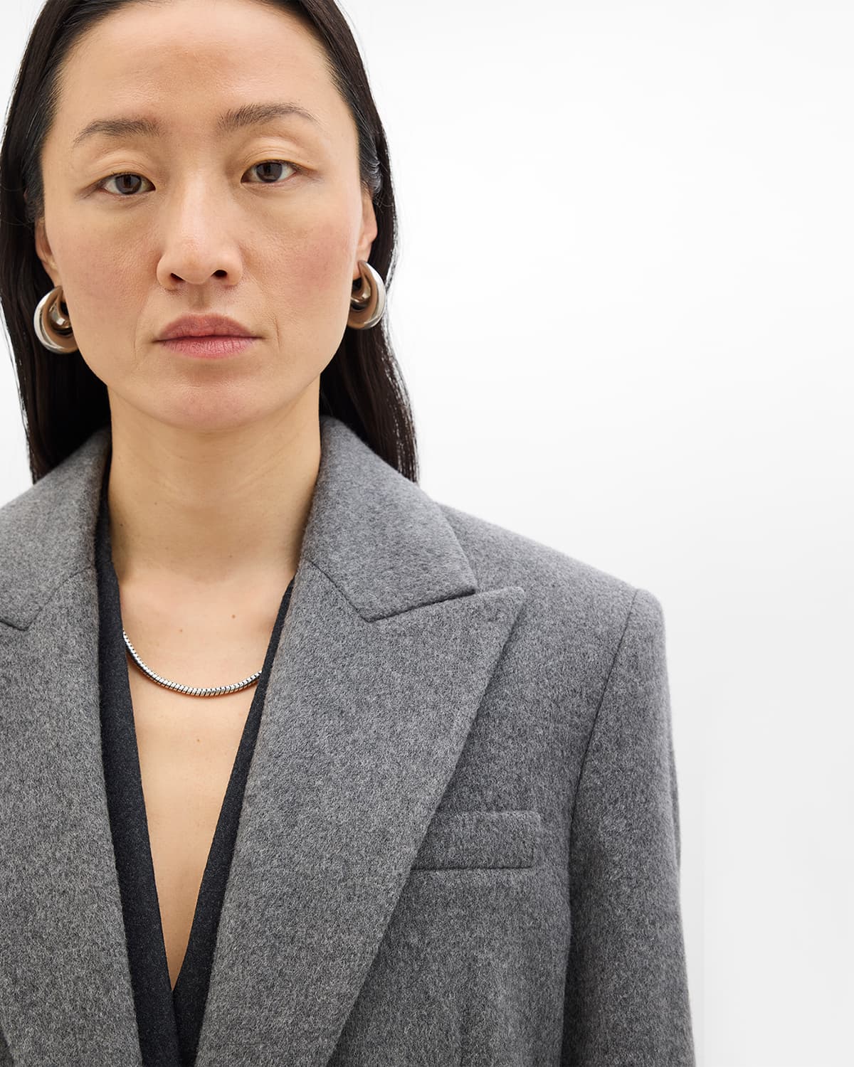 Cashmere Tailored Overcoat | Grey Melange