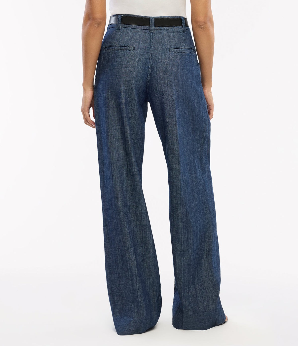 Chambray Relaxed Wide Leg Pant | Dark Blue