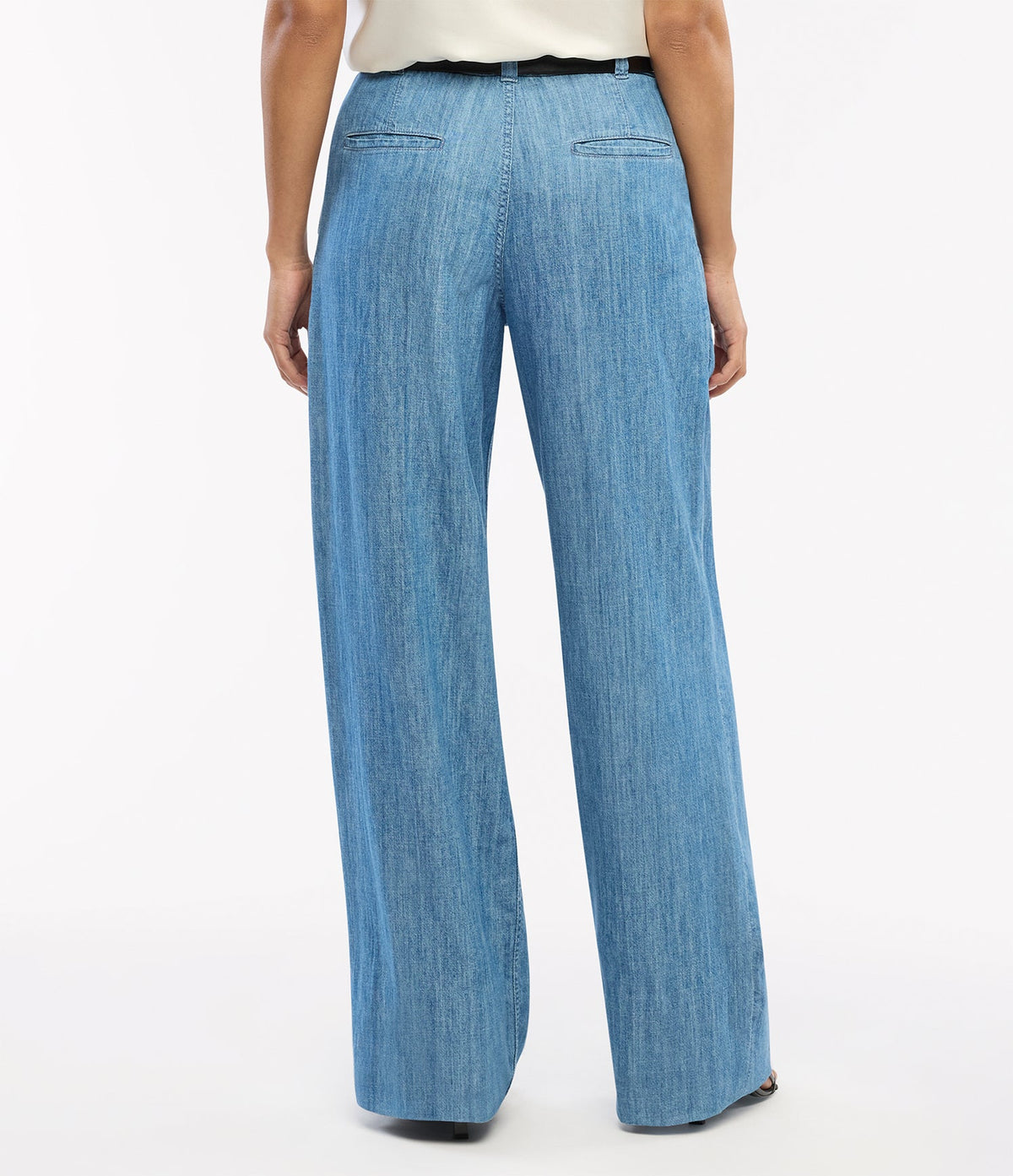 Chambray Relaxed Wide Leg Pant | Medium Blue