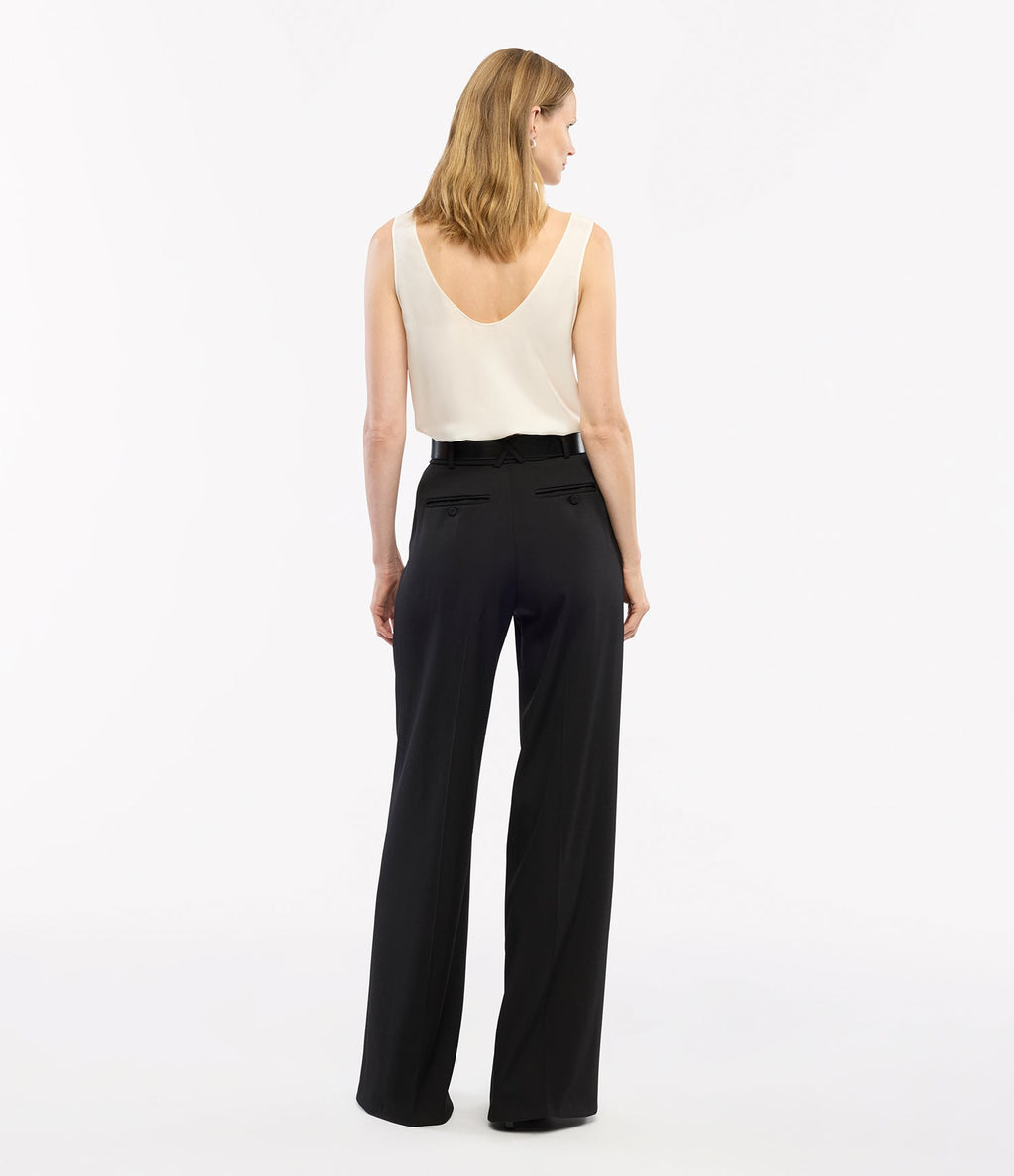 Twill Pleated Trouser | Black