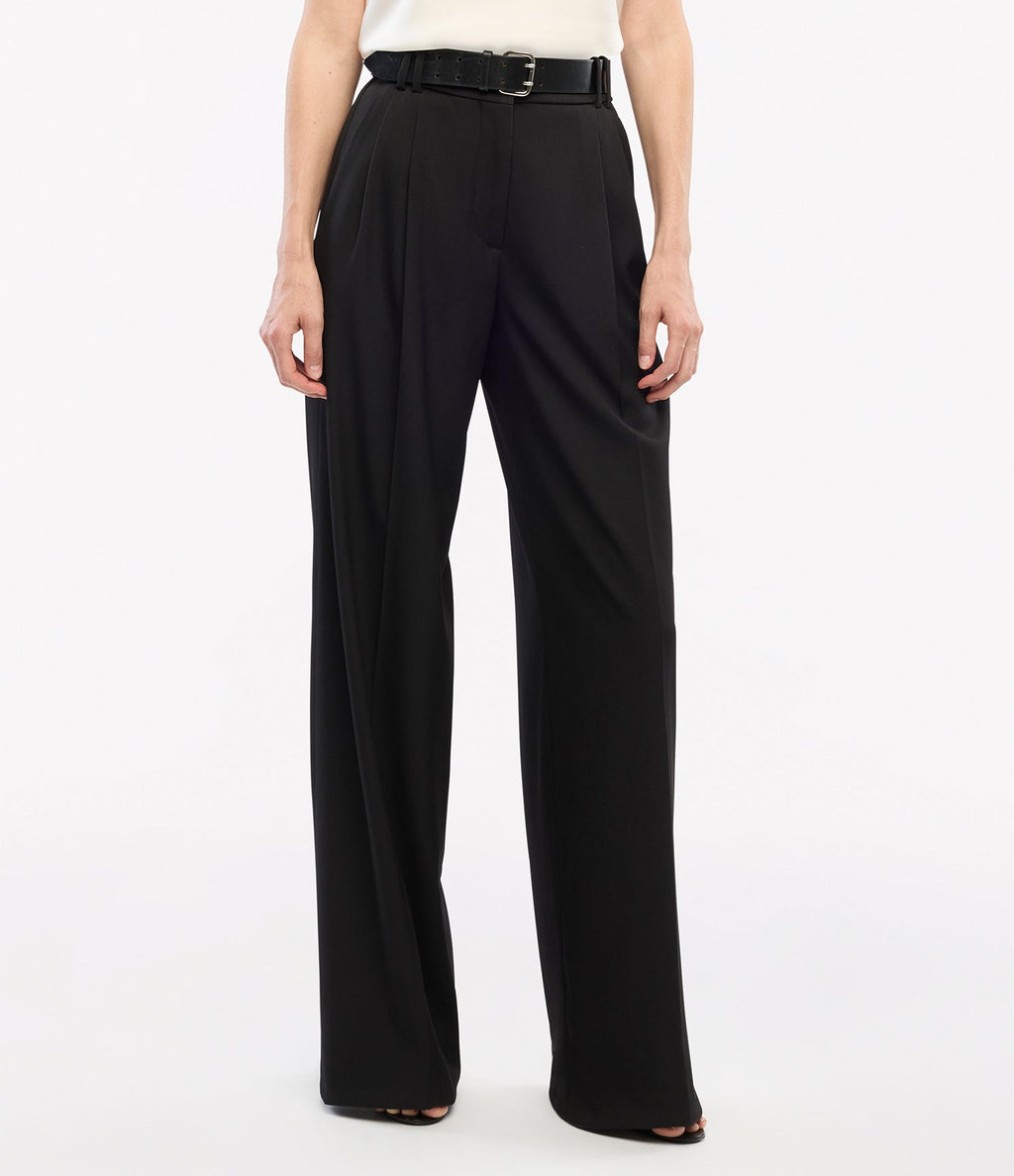 Twill Pleated Trouser | Black