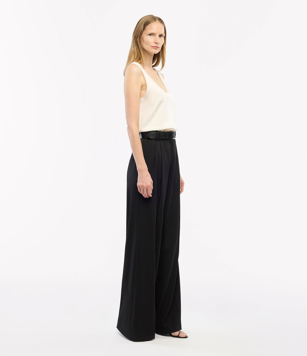 Twill Pleated Trouser | Black