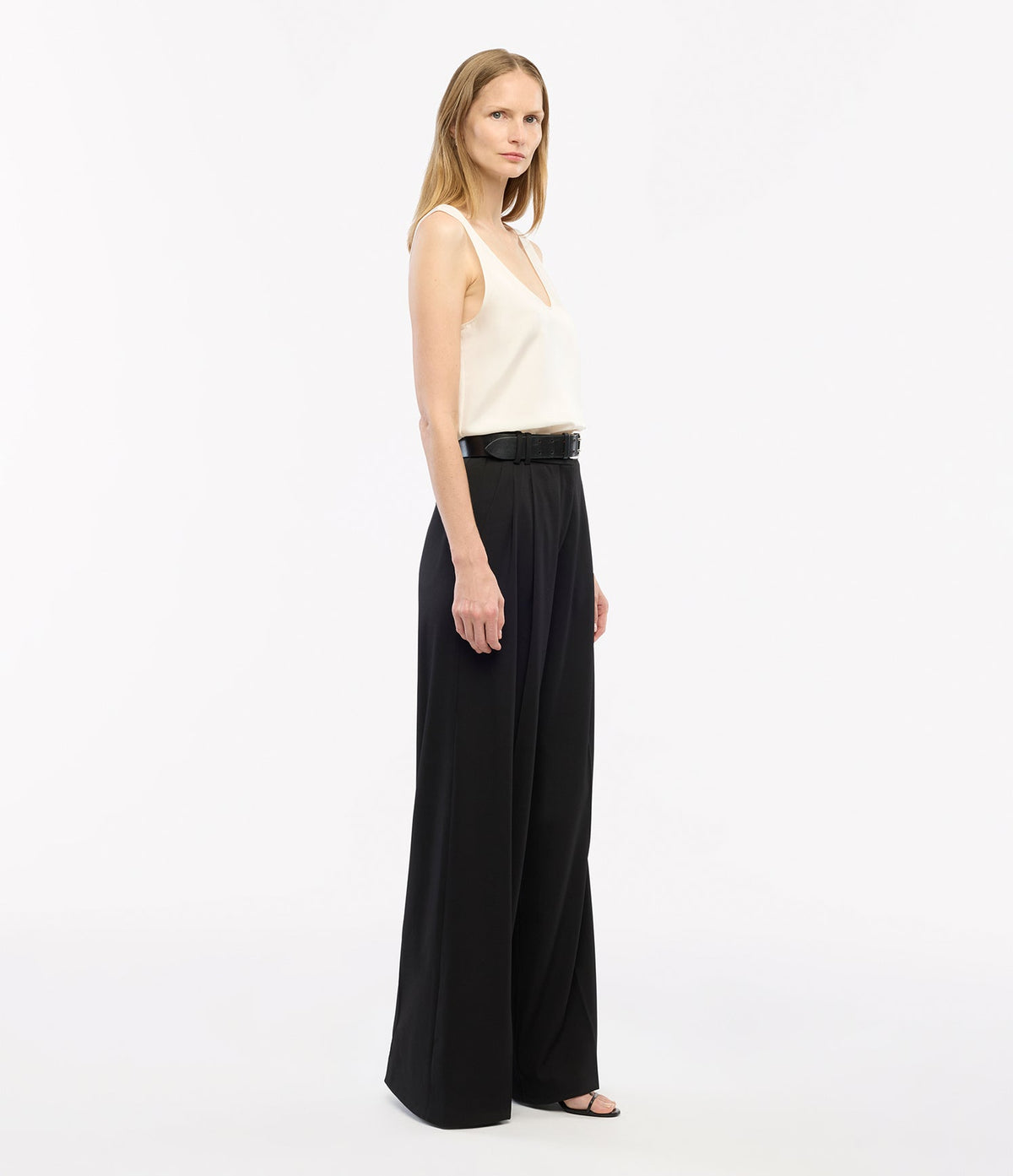 Twill Pleated Trouser | Black