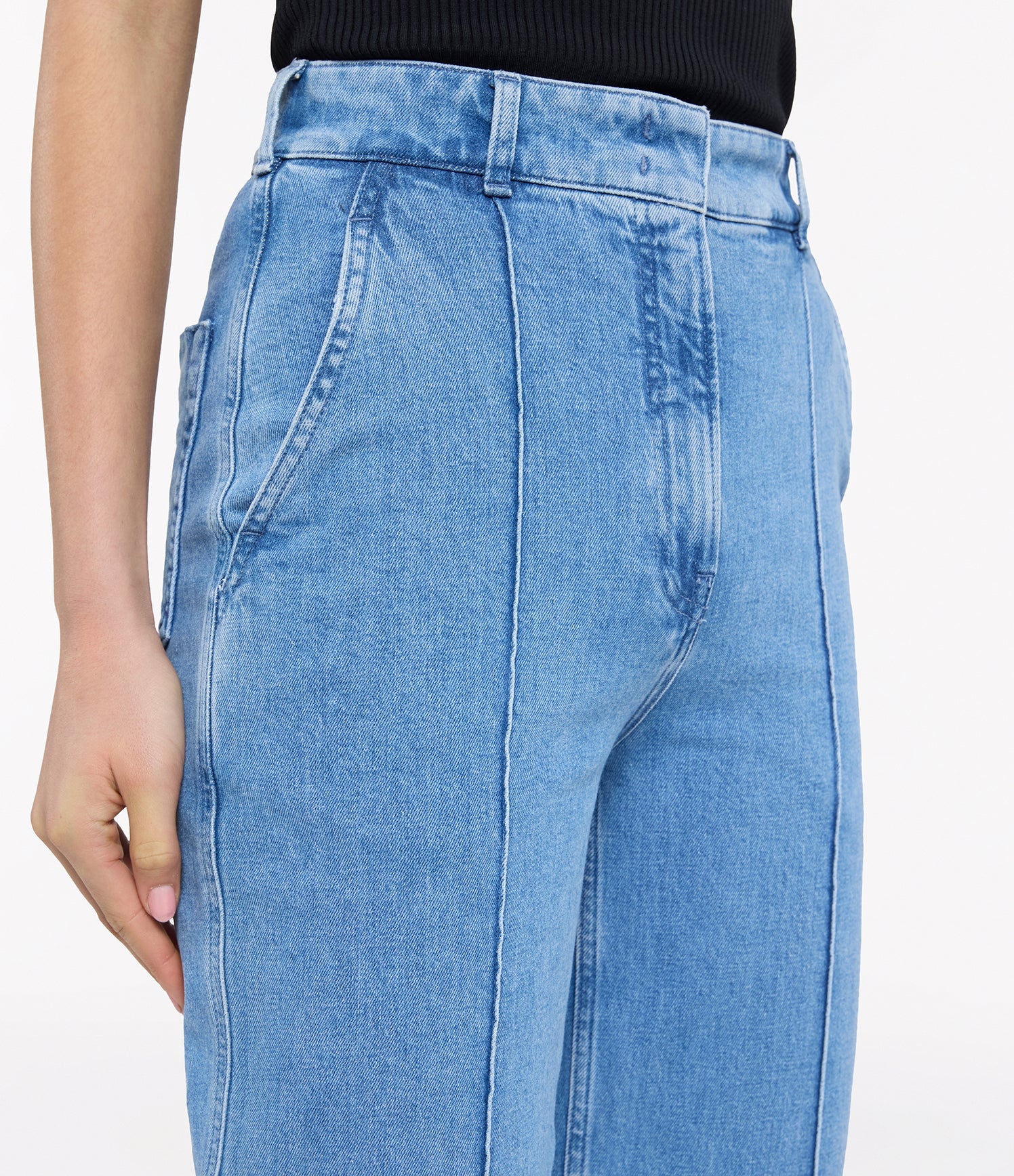 High Waisted Denim Trouser | Light Blue Wash
