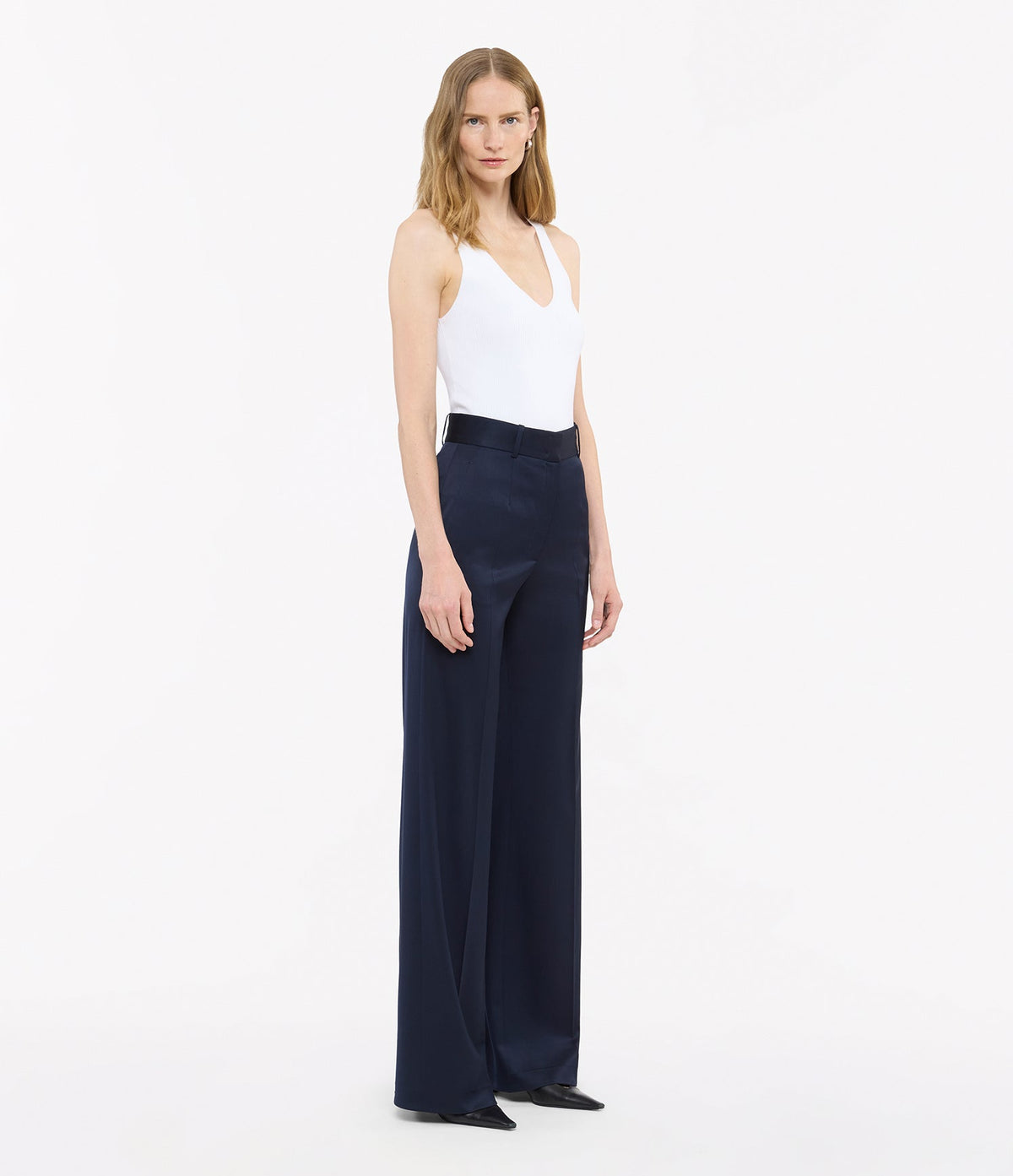Deep V Tank Knit | White