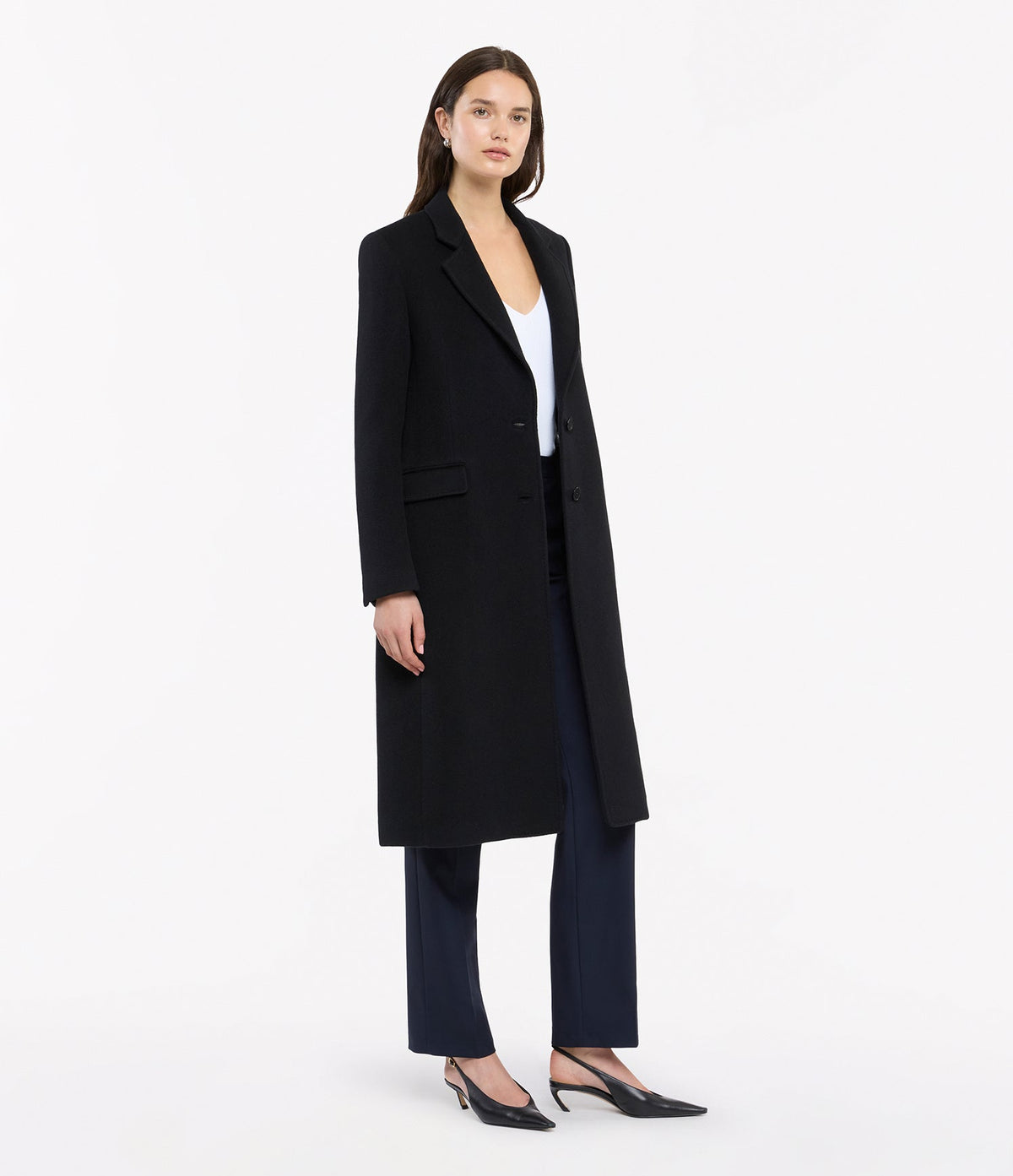 Cashmere Tailored Coat | Black