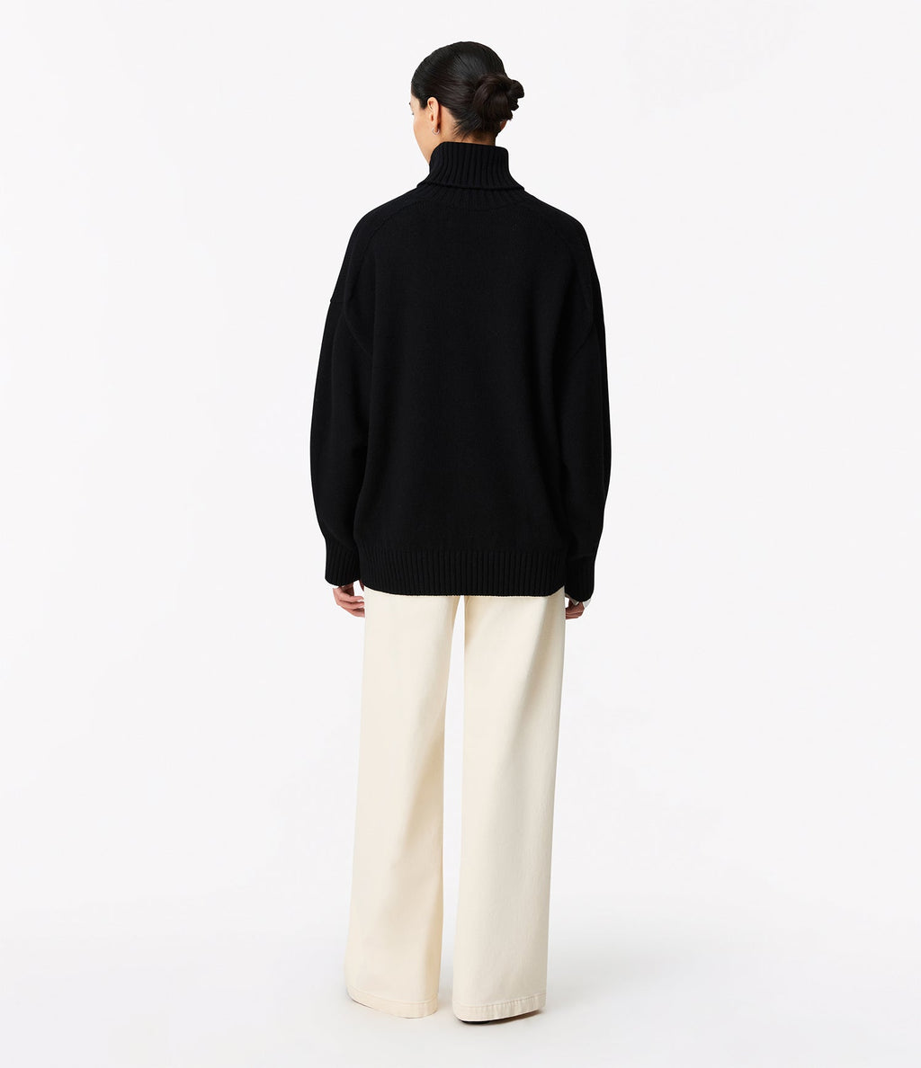 Cashmere Oversized Turtleneck | Black