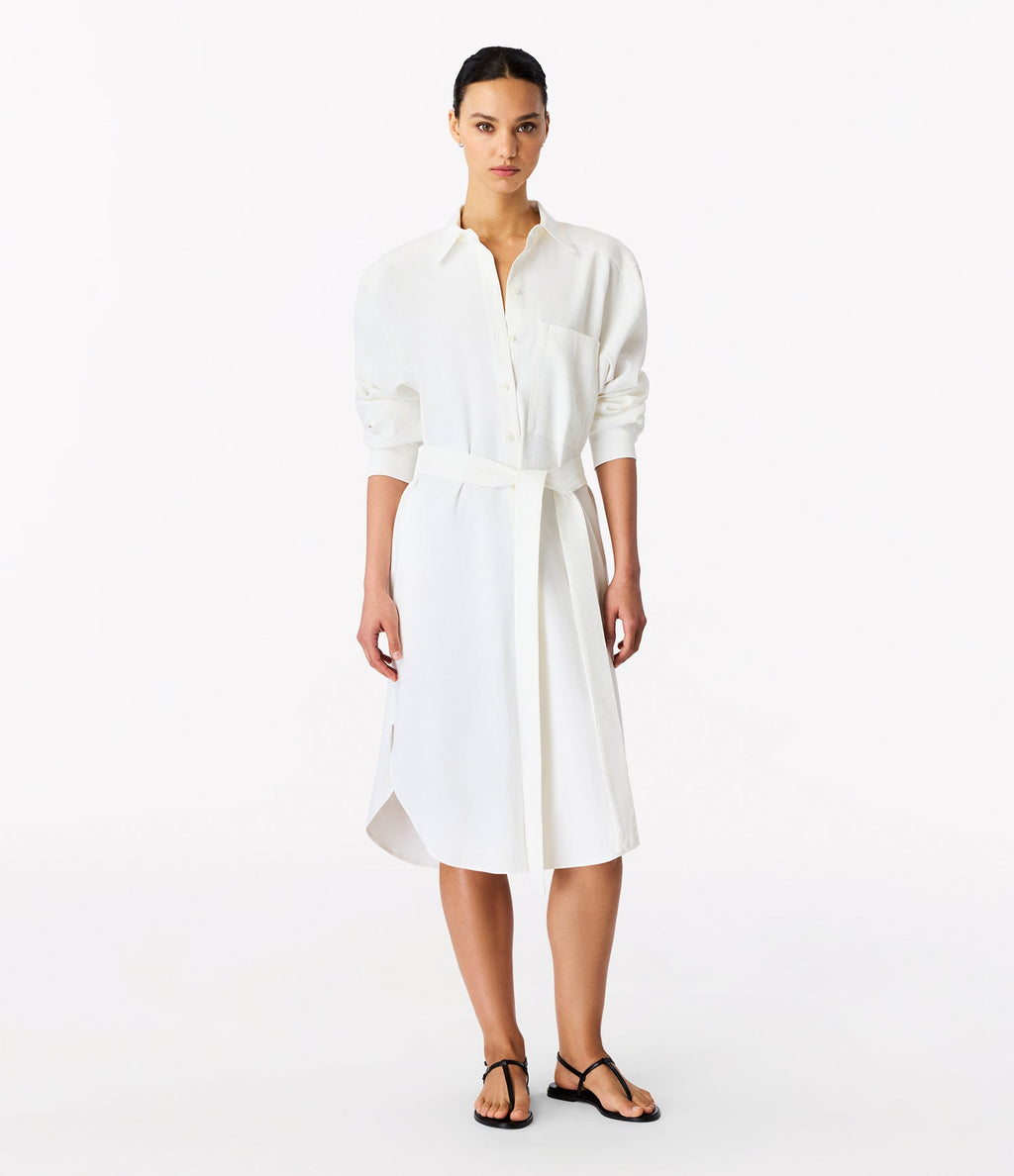 Pleat Back Shirt Dress | Off White