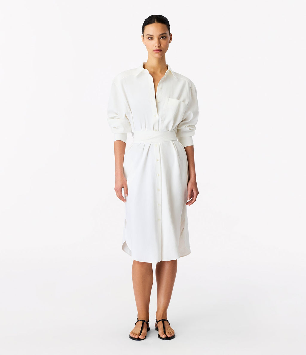 Pleat Back Shirt Dress | Off White