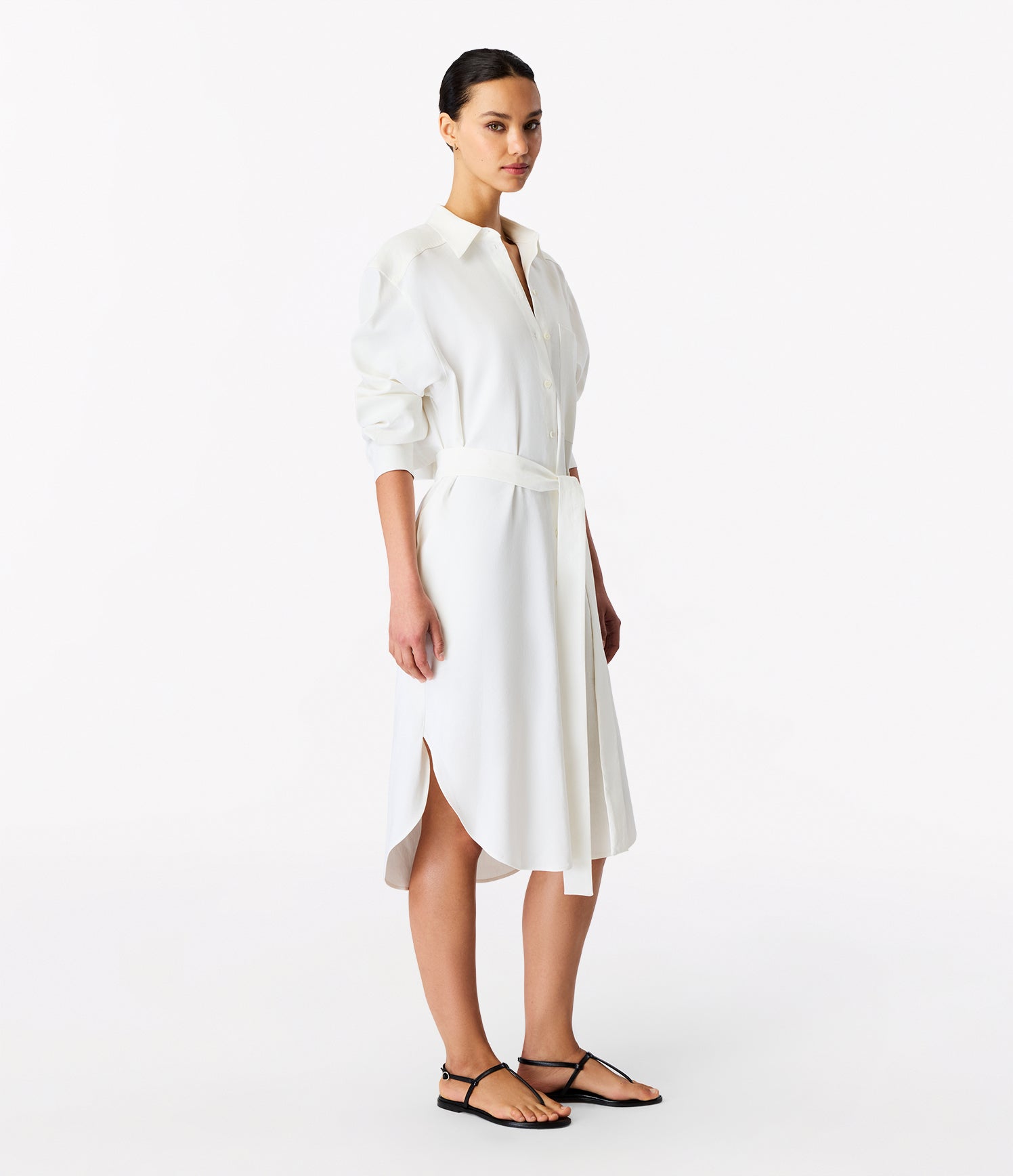 Pleat Back Shirt Dress | Off White