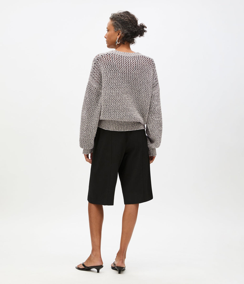 Open Knit Crewneck | Black Ecru