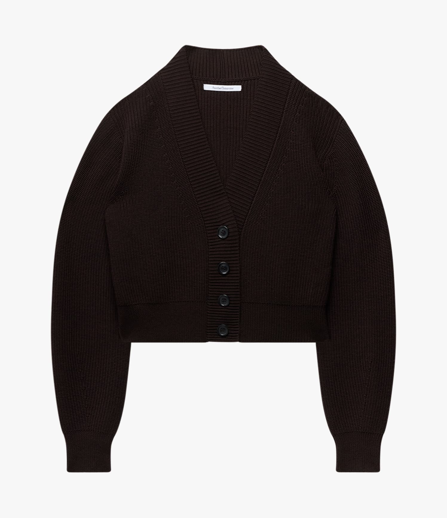 Rib Cropped Cardigan | Chocolate
