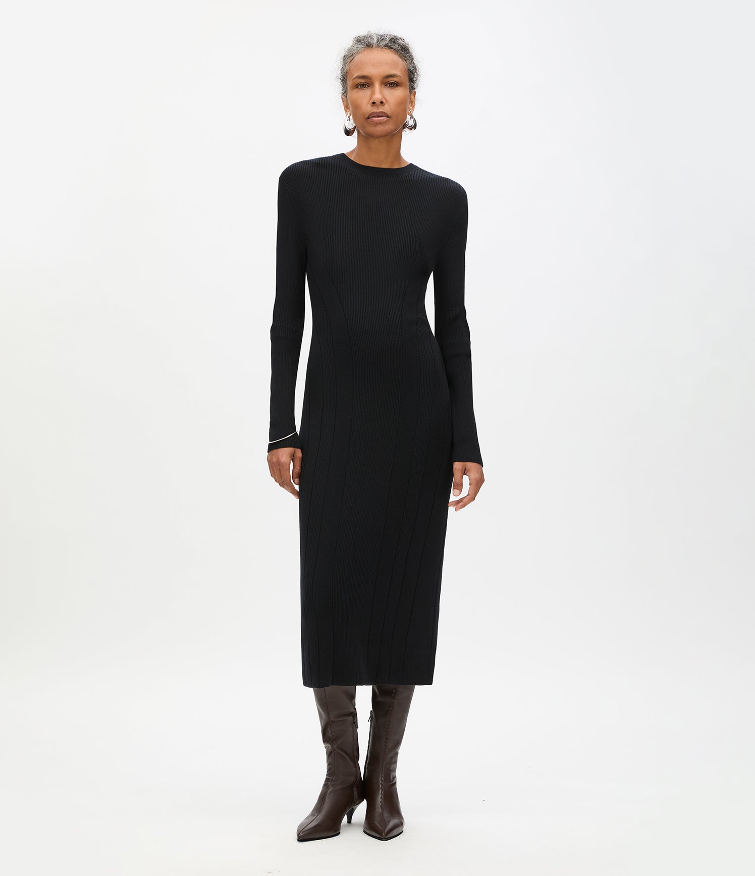 Rib Knit Dress | Black