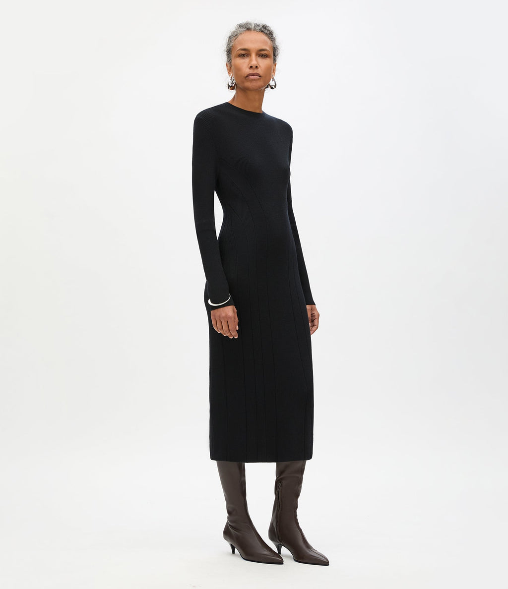 Rib Knit Dress | Black