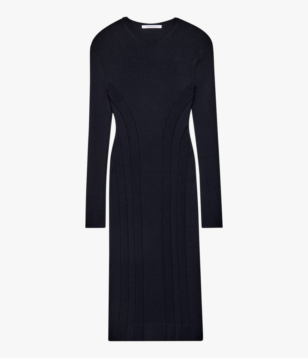 Rib Knit Dress | Black