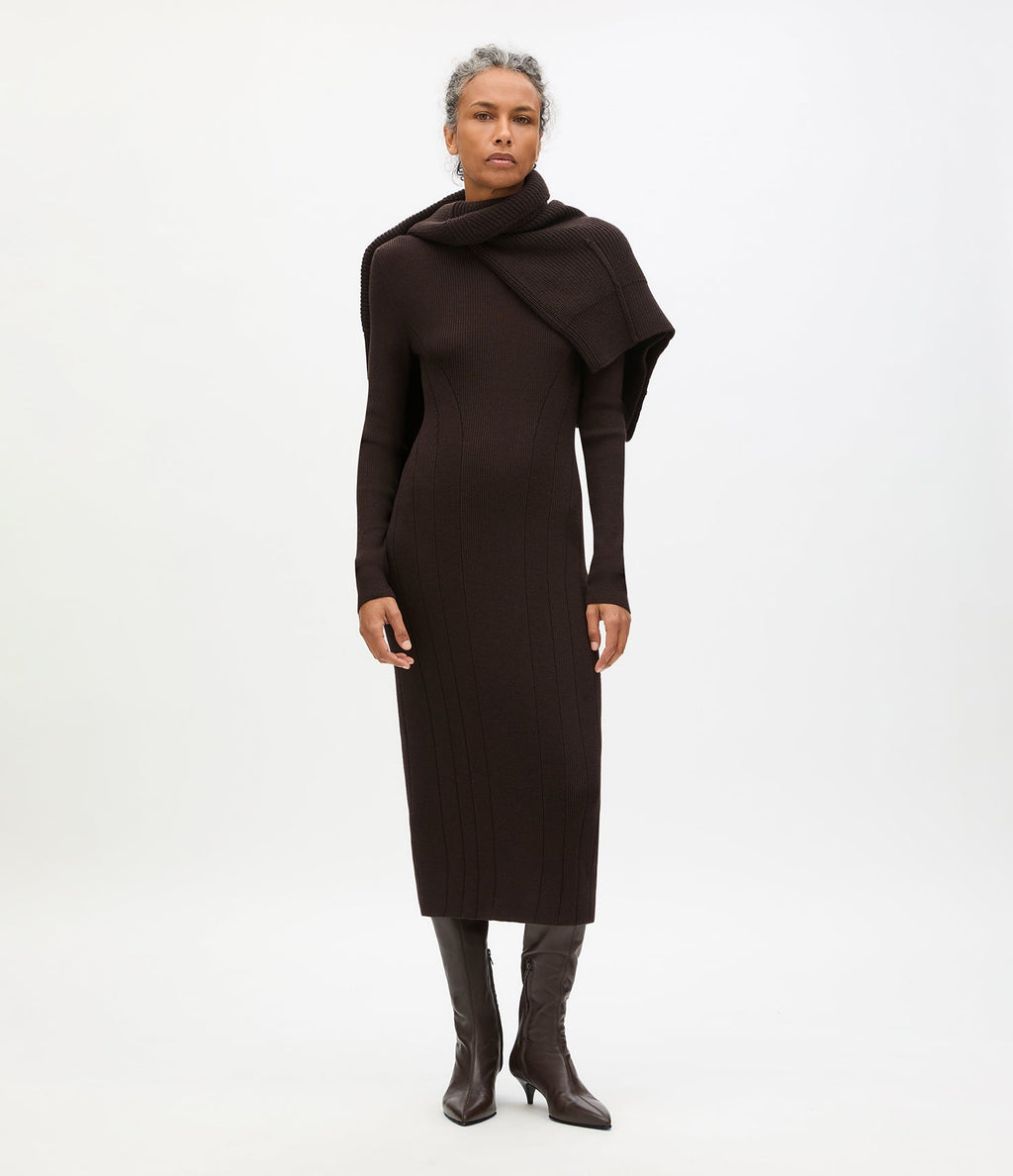 Rib Knit Dress | Chocolate