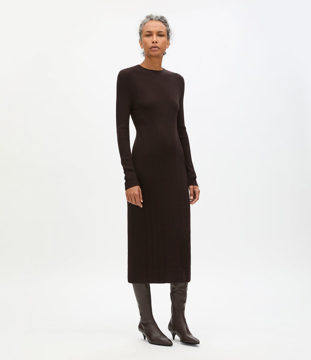 Rib Knit Dress | Chocolate