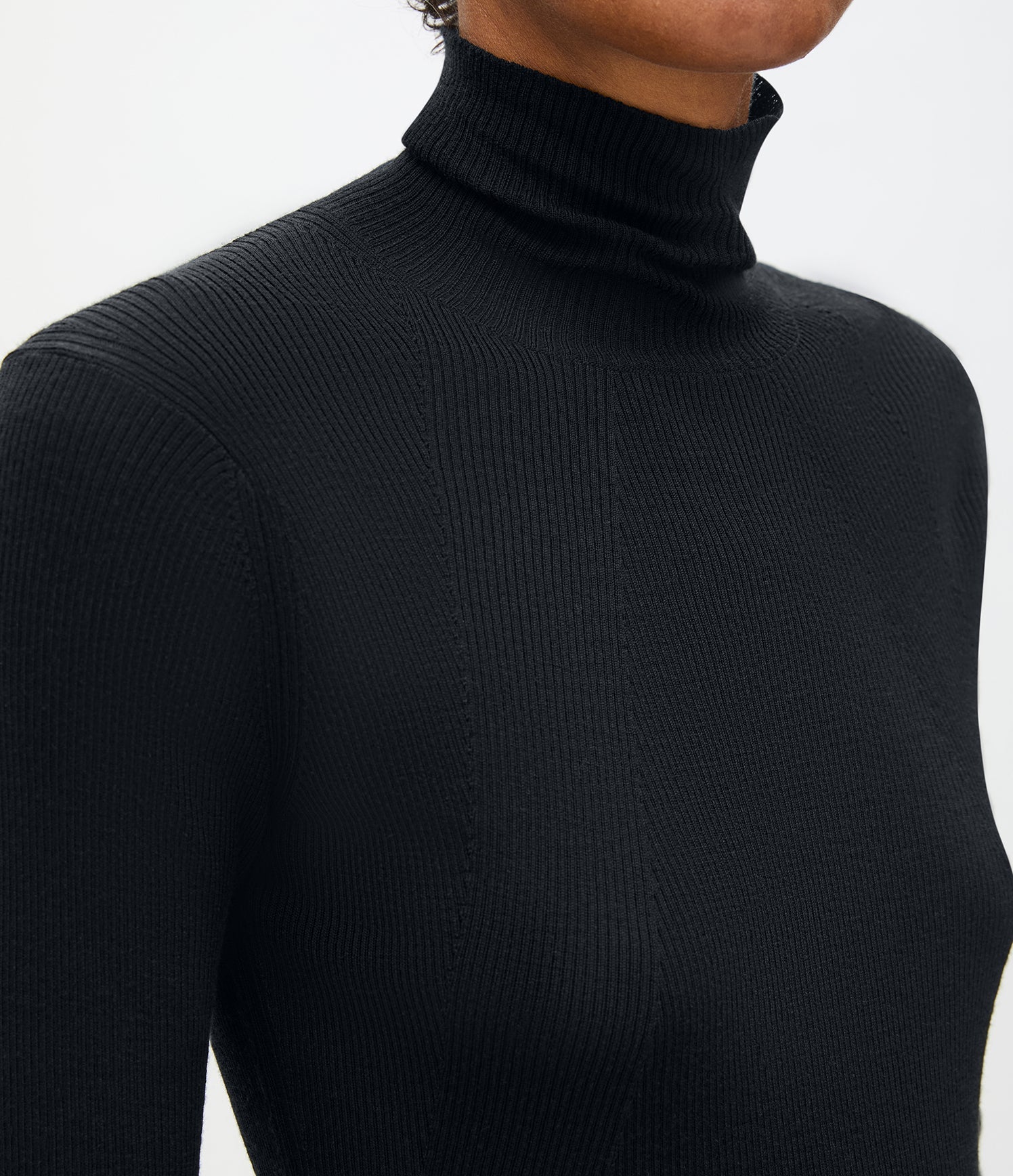 Rib Knit Turtleneck | Black