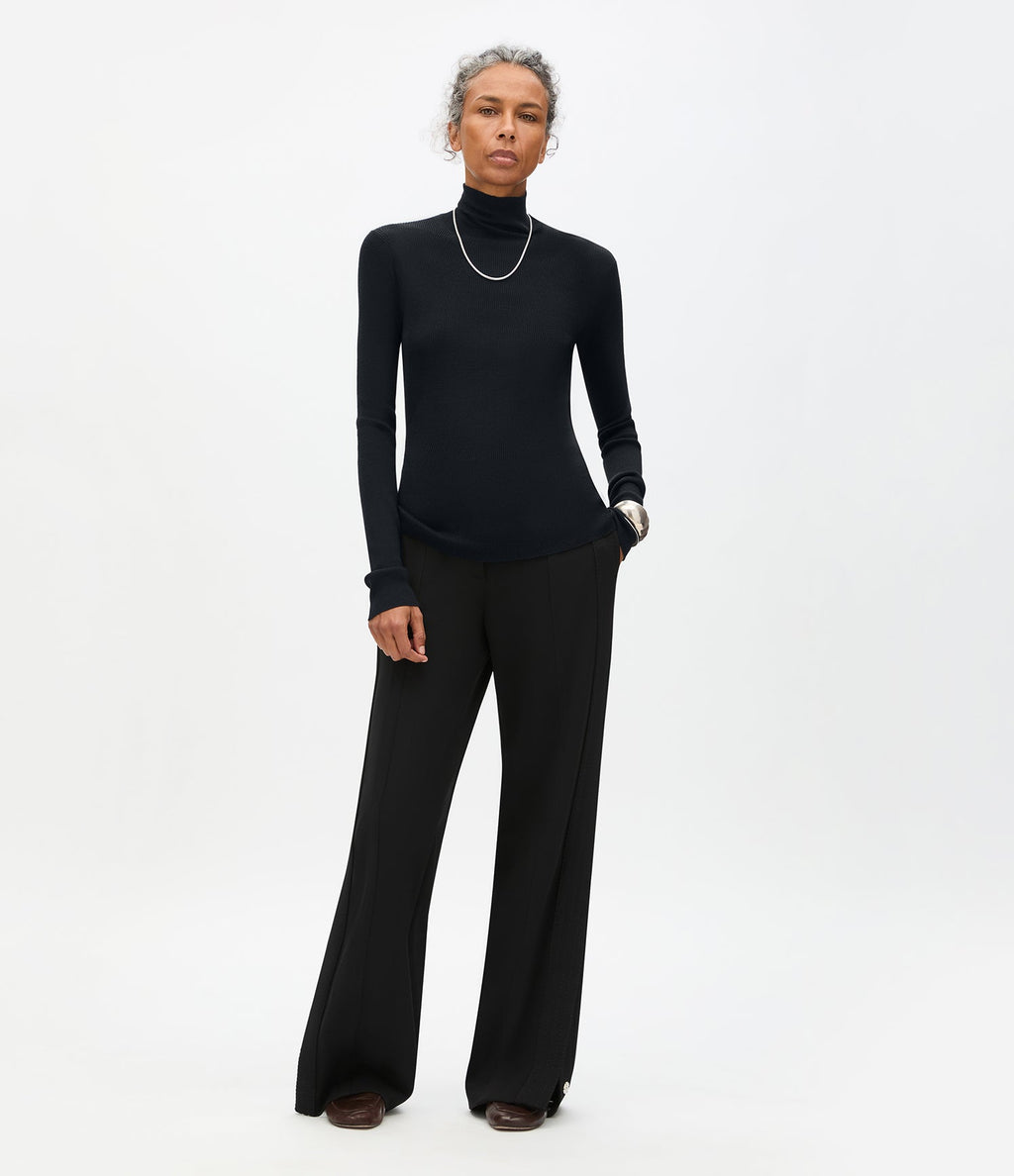 Rib Knit Turtleneck | Black