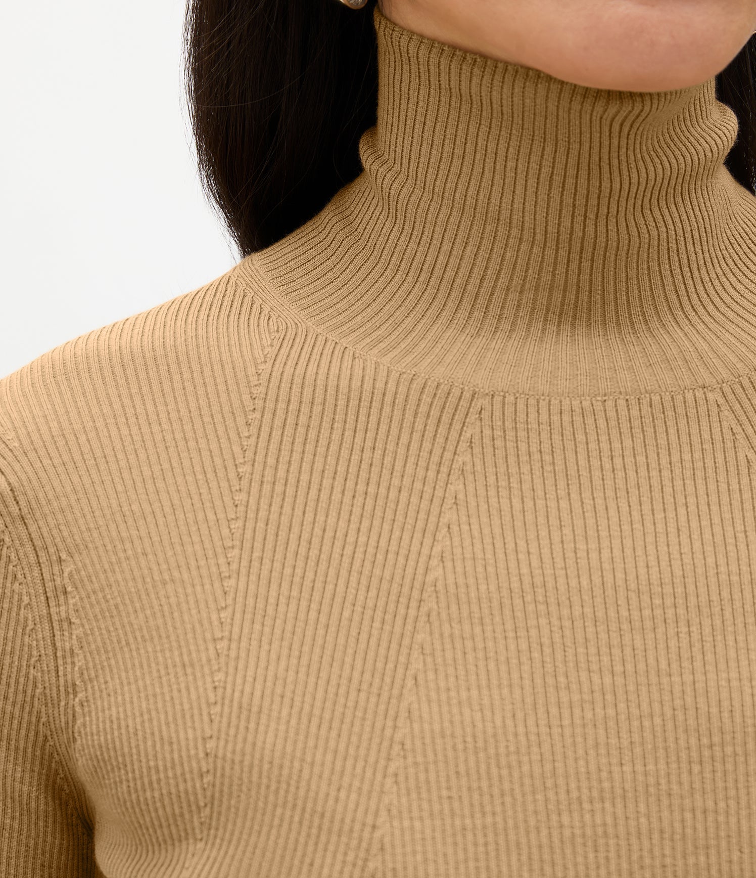Rib Knit Turtleneck | Camel