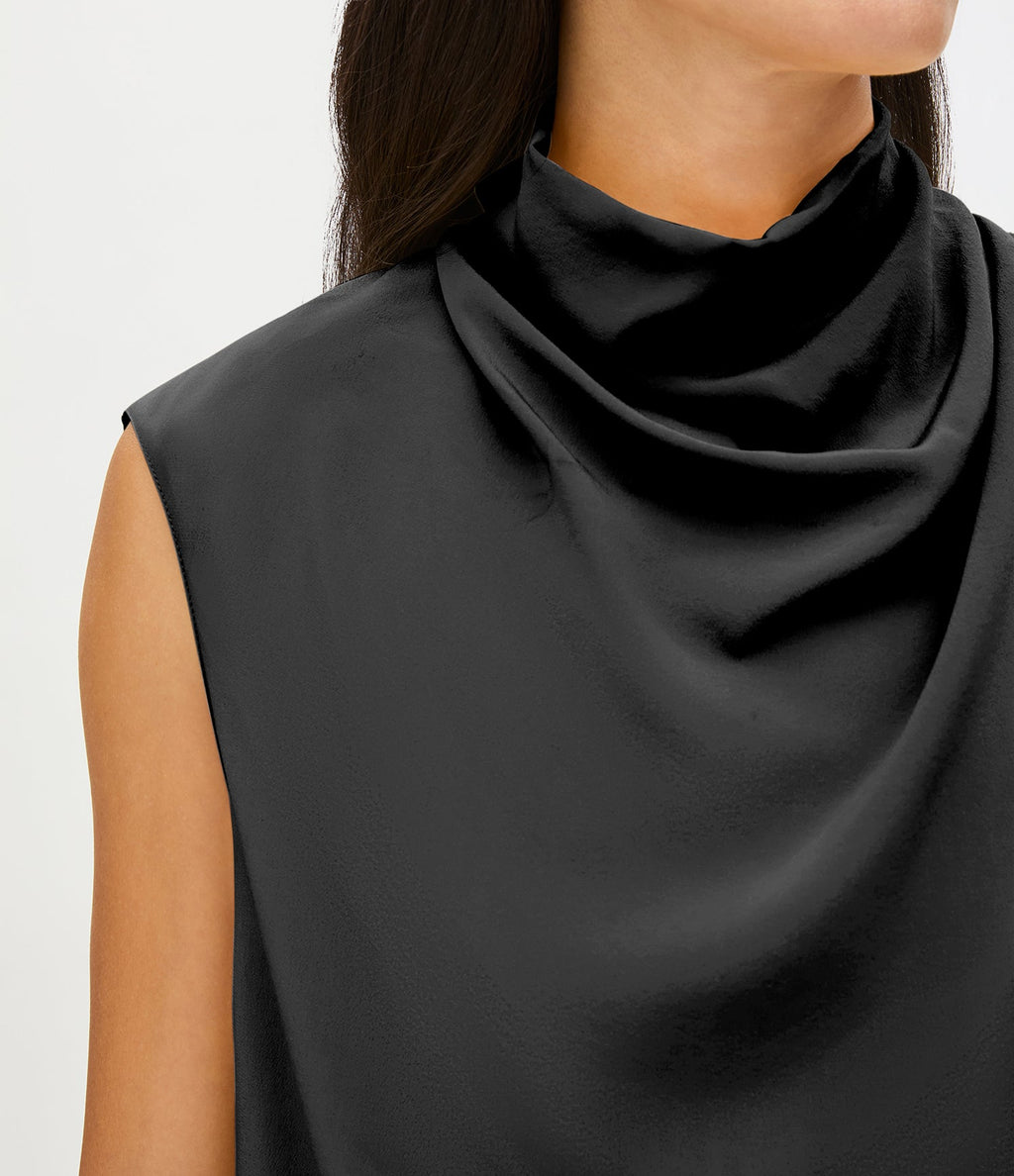 Silk Draped Top | Black