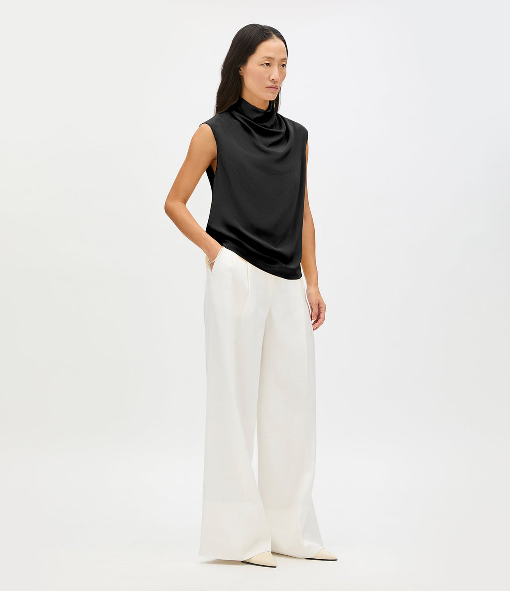 Silk Draped Top | Black