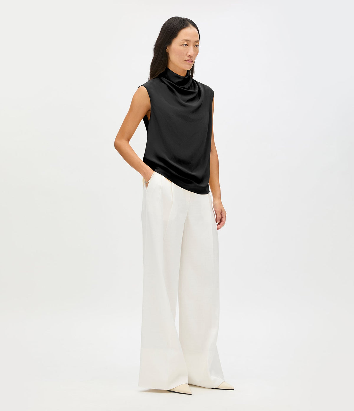 Silk Draped Top | Black