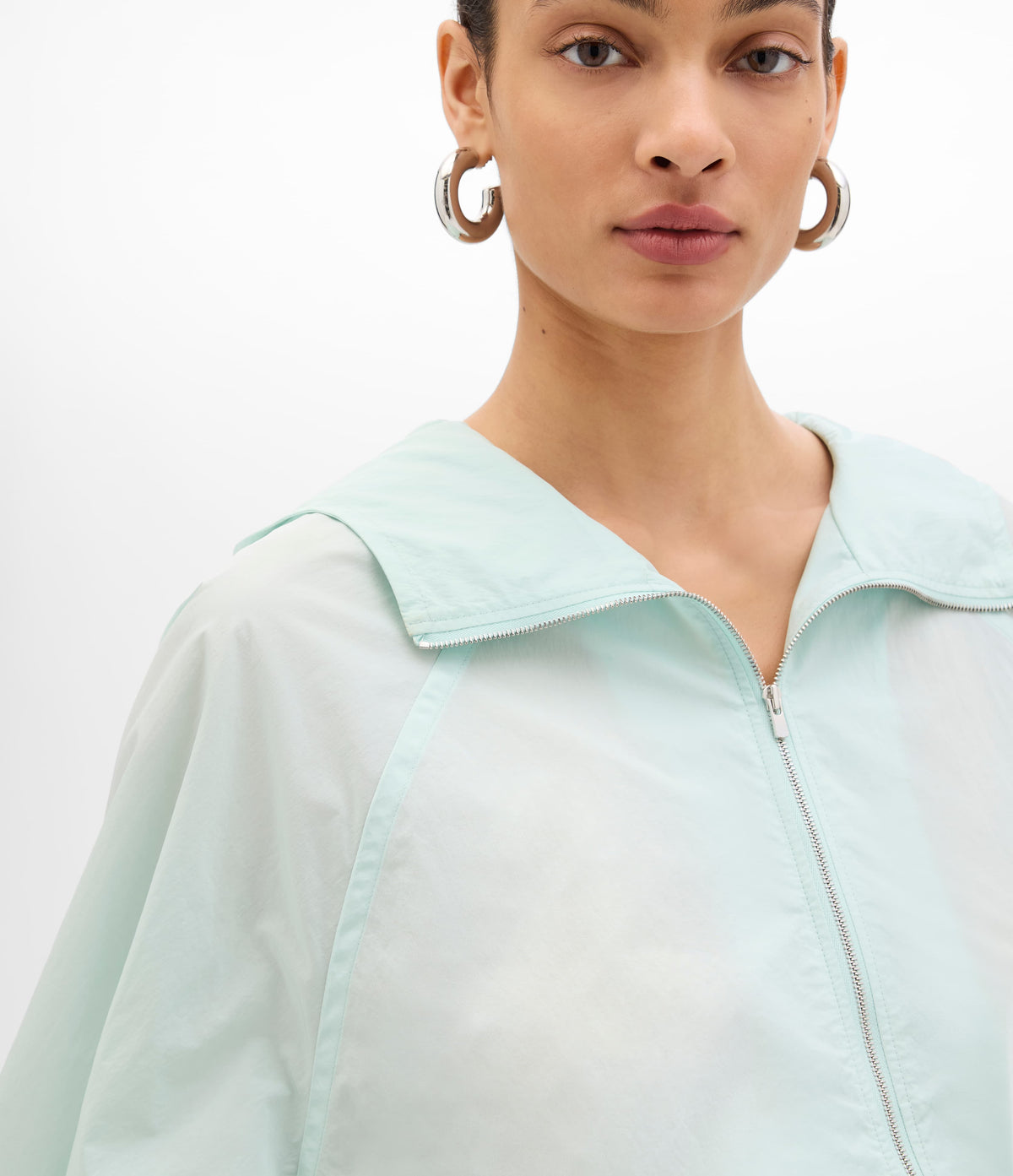 Recycled Nylon Short Blouson | Aquamarine