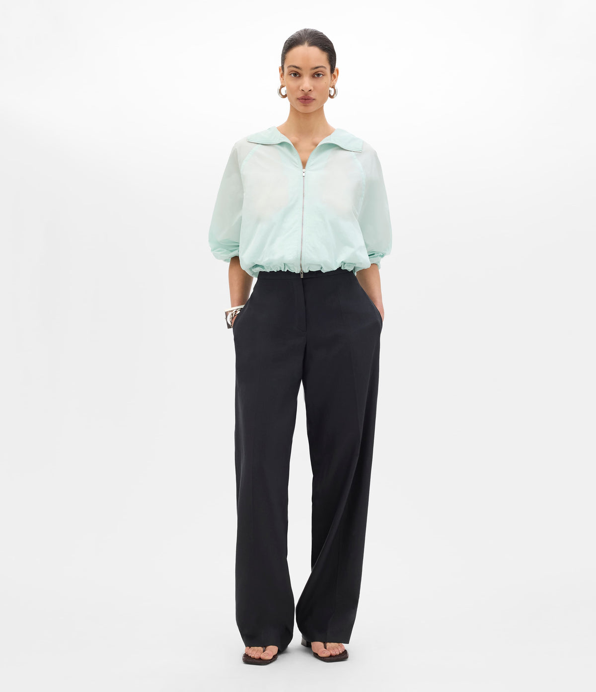 Recycled Nylon Short Blouson | Aquamarine