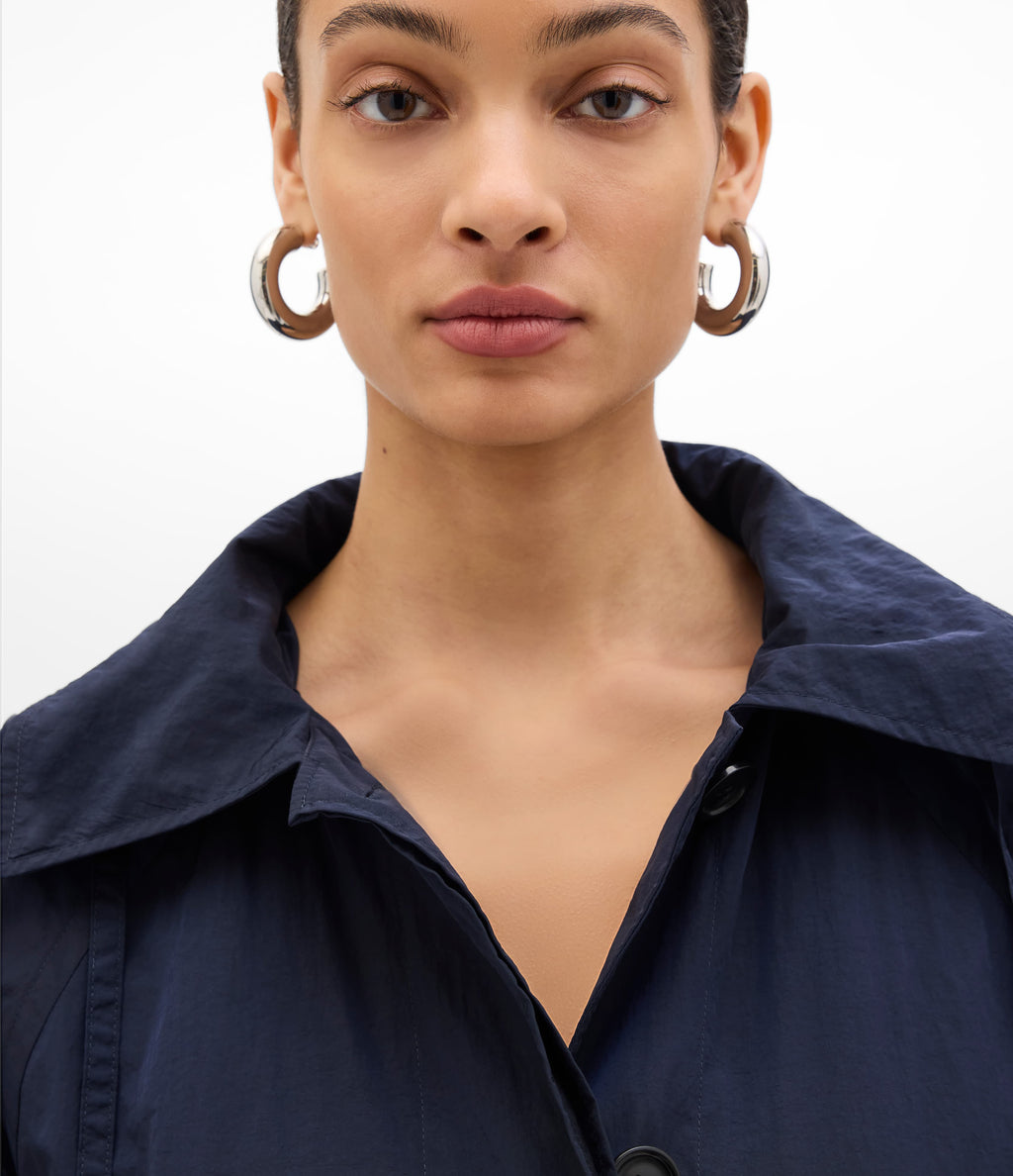 Recycled Nylon Trench | Navy