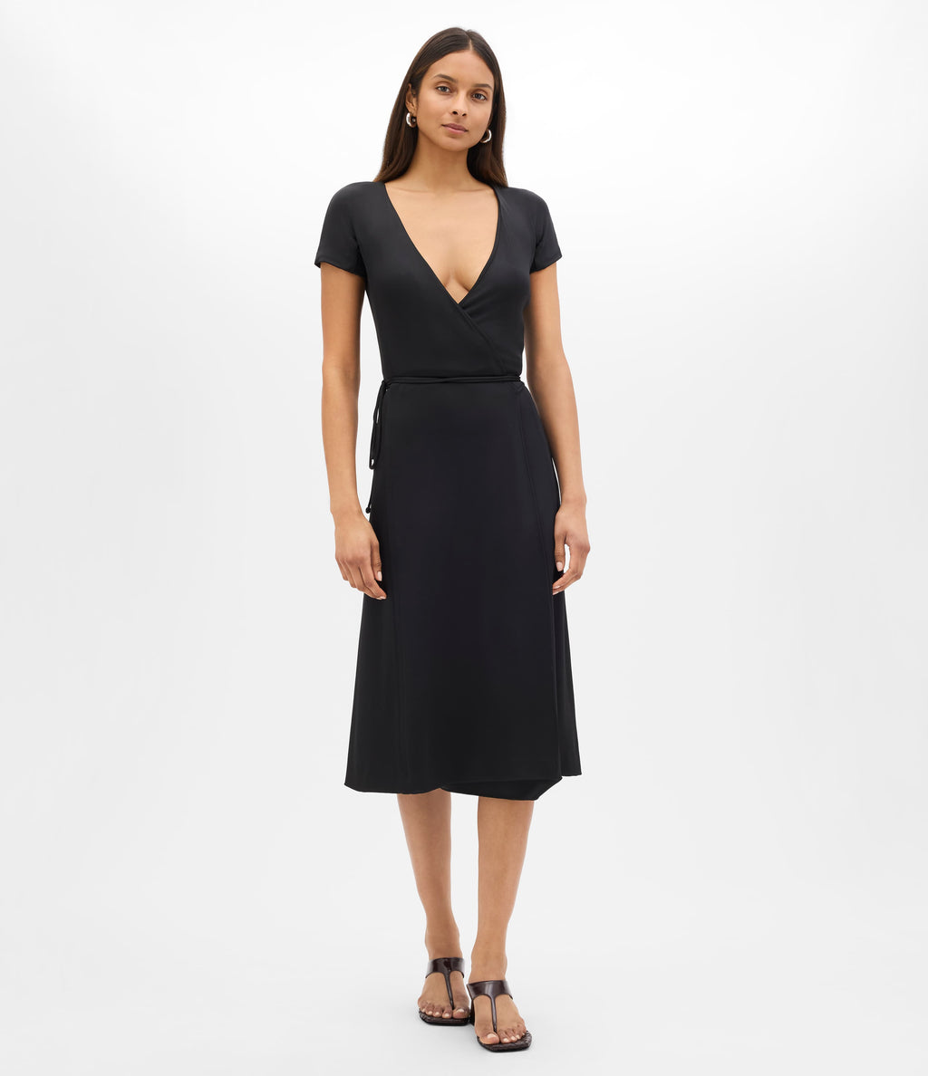 Fluid Wrap Dress | Black