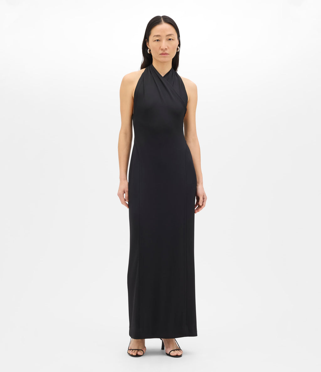 Gathered Halter Dress | Black