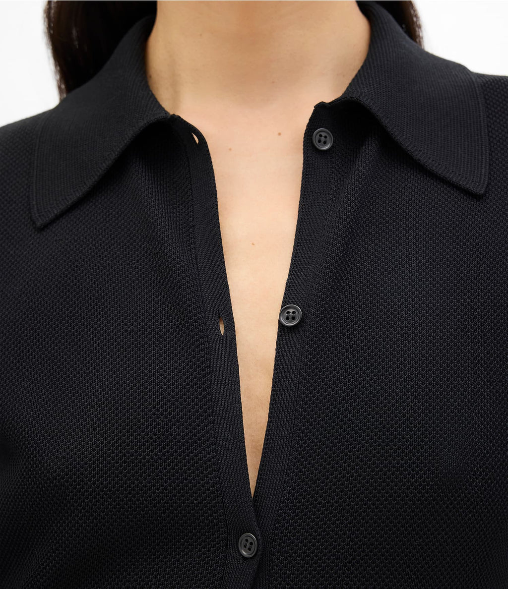 Pique Polo Dress | Black