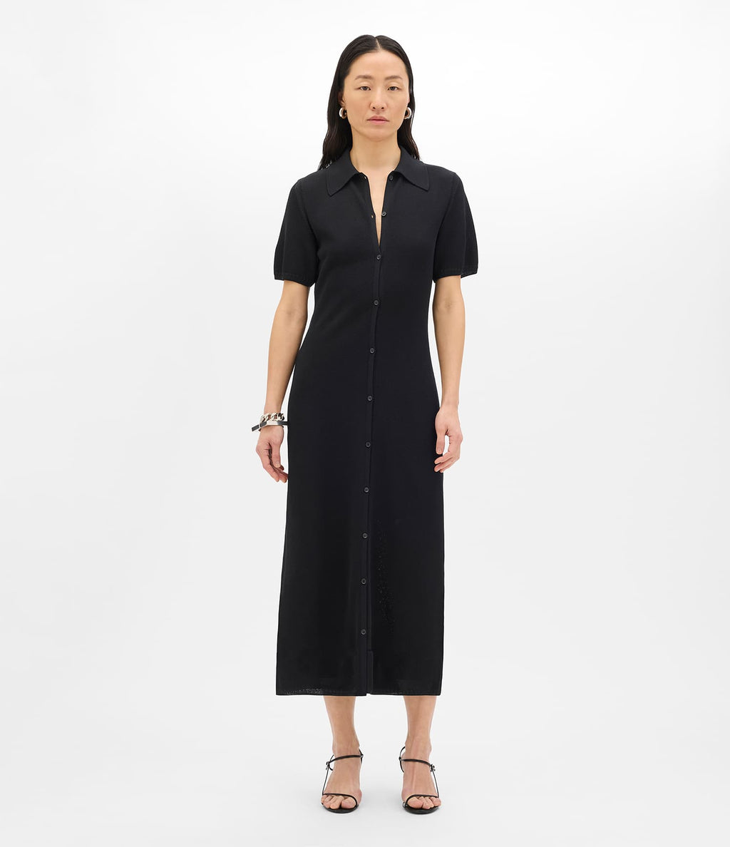 Pique Polo Dress | Black