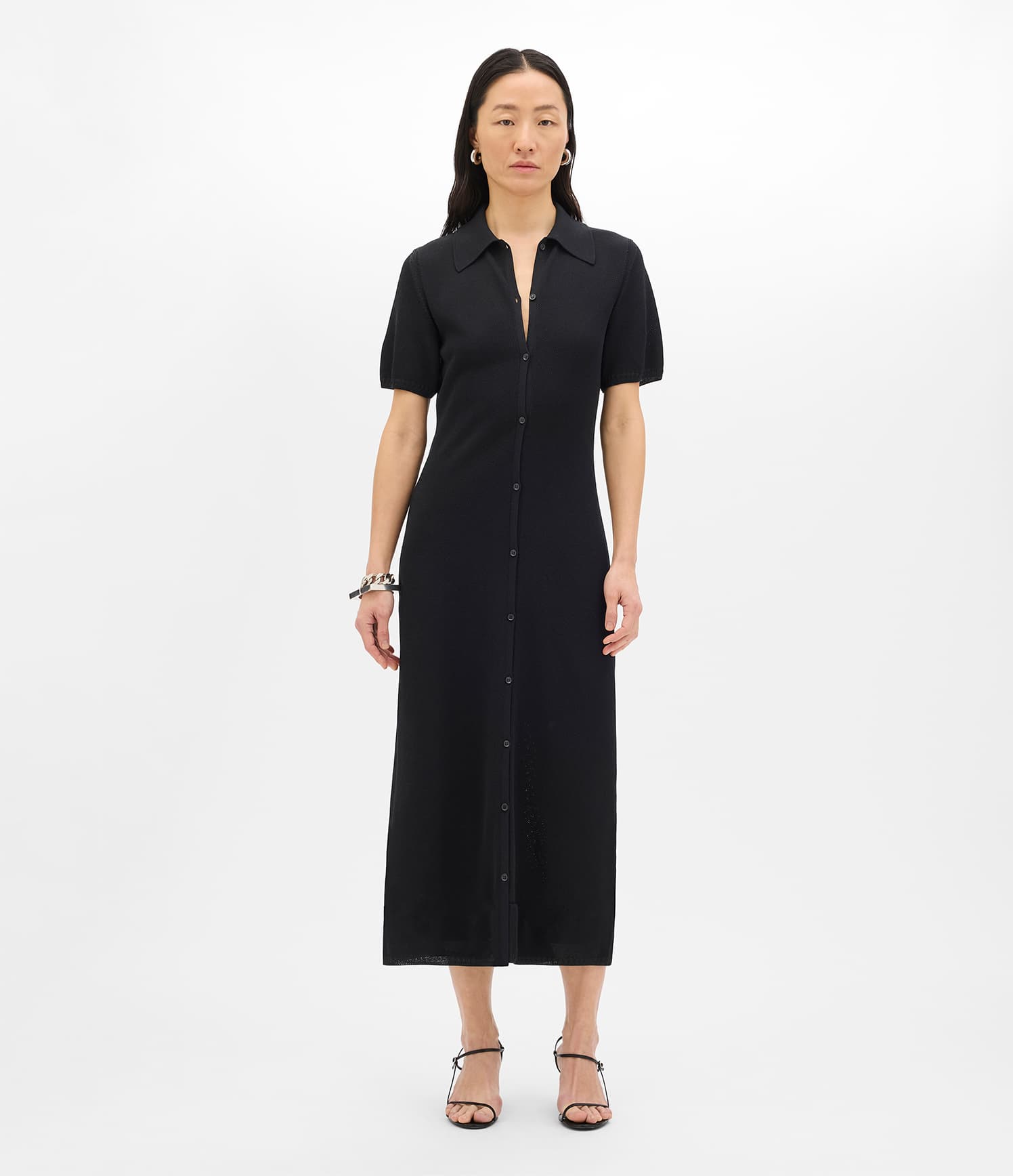 Pique Polo Dress | Black