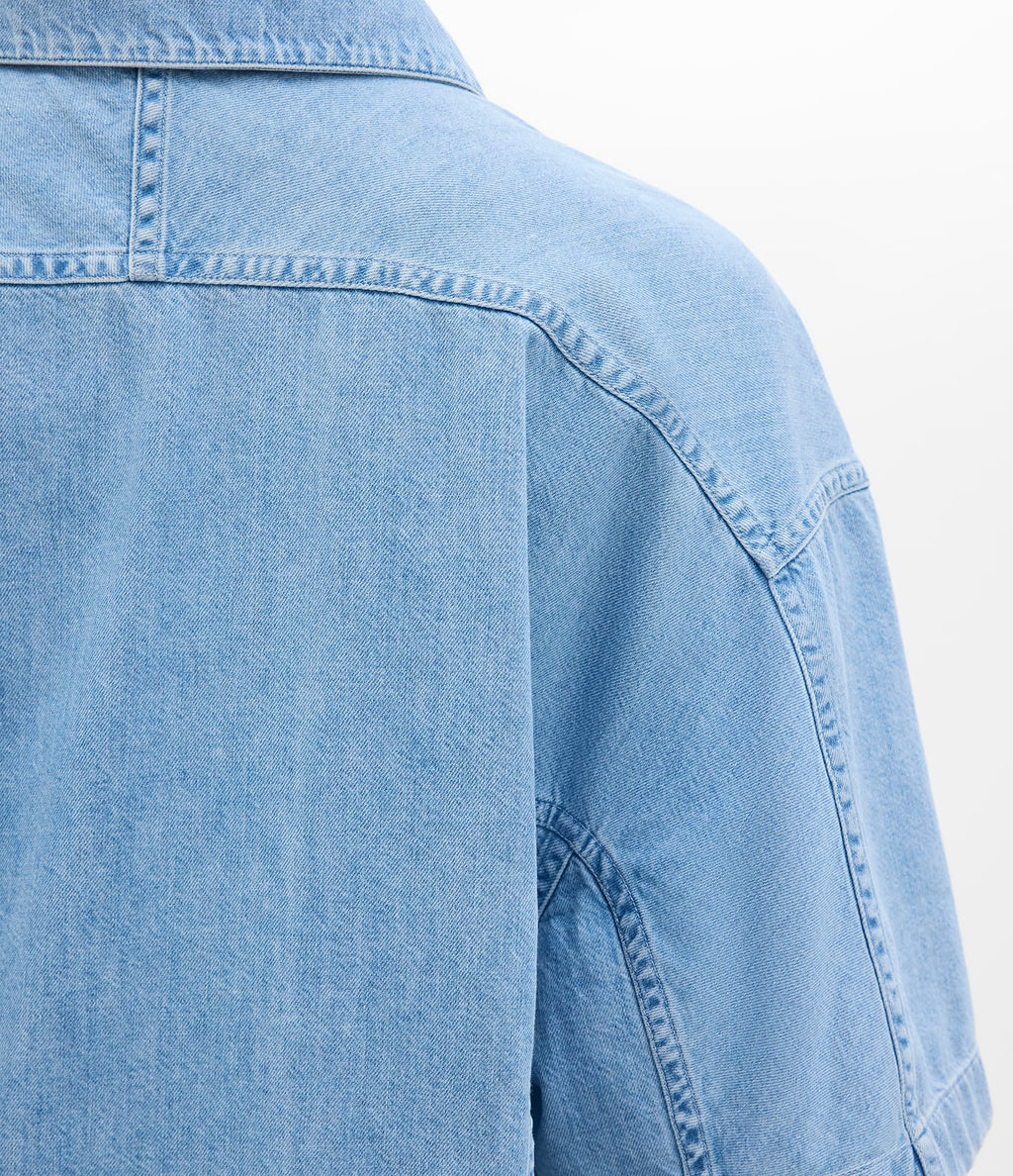 Chambray Short Sleeve Shirt | Light Blue Wash