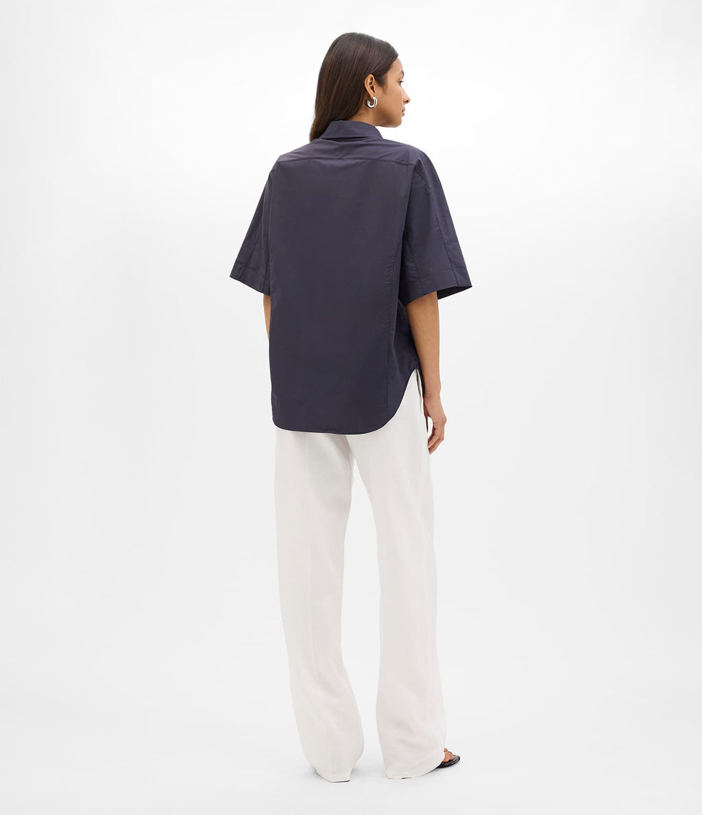 Poplin Short Sleeve Shirt | Midnight