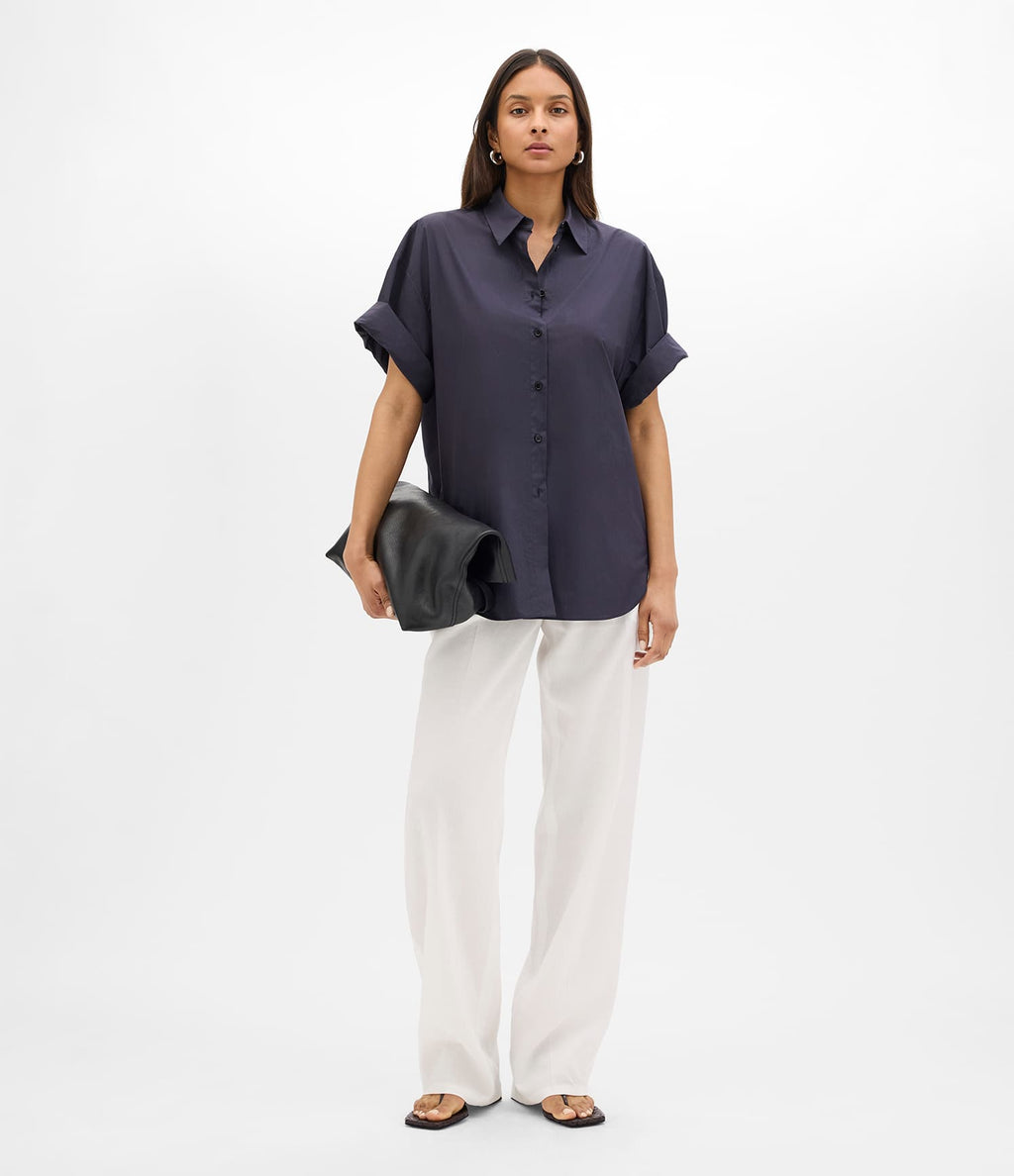 Poplin Short Sleeve Shirt | Midnight